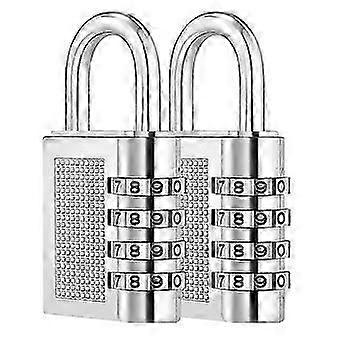 4 Digit Combination Locker Padlock for School(2 Pack, Silver)