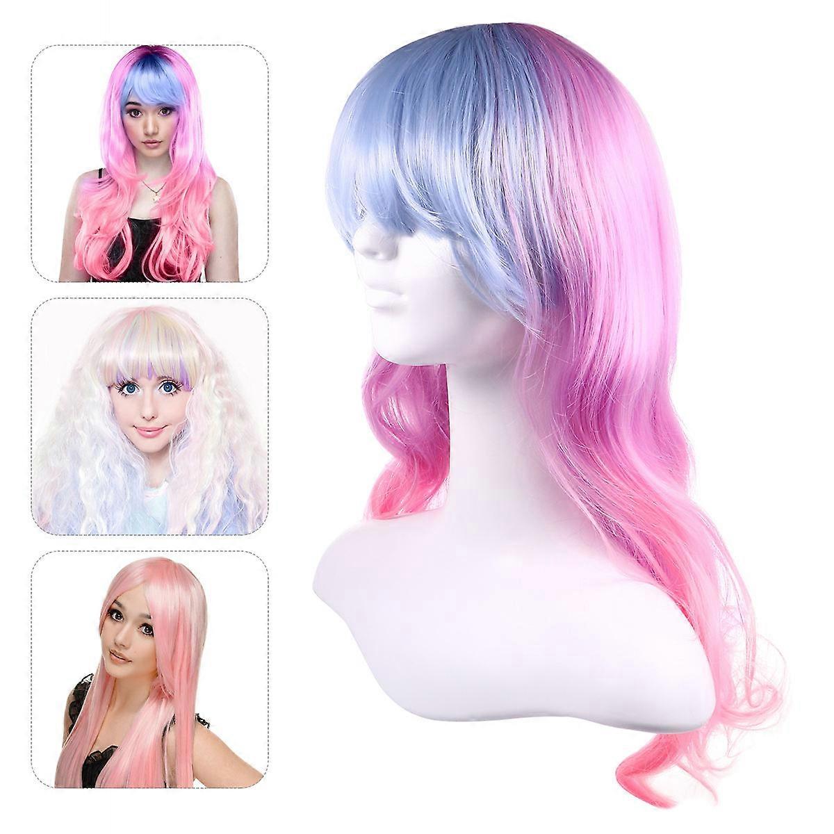 Purple Synthetic Curly Wig for Decoration with Durable Material 2Pcs