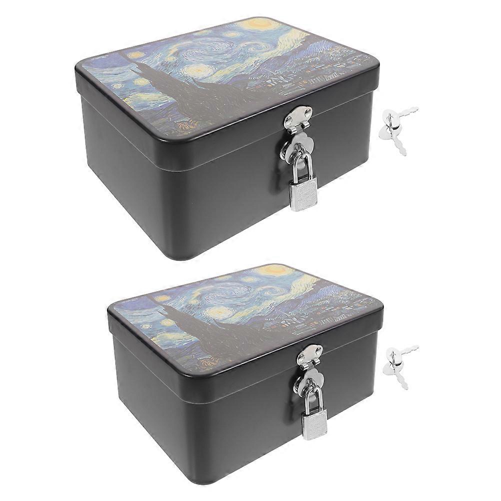 Desktop Storage Box for Storage 6Pcs Tinplate Multipurpose Lock Boxes