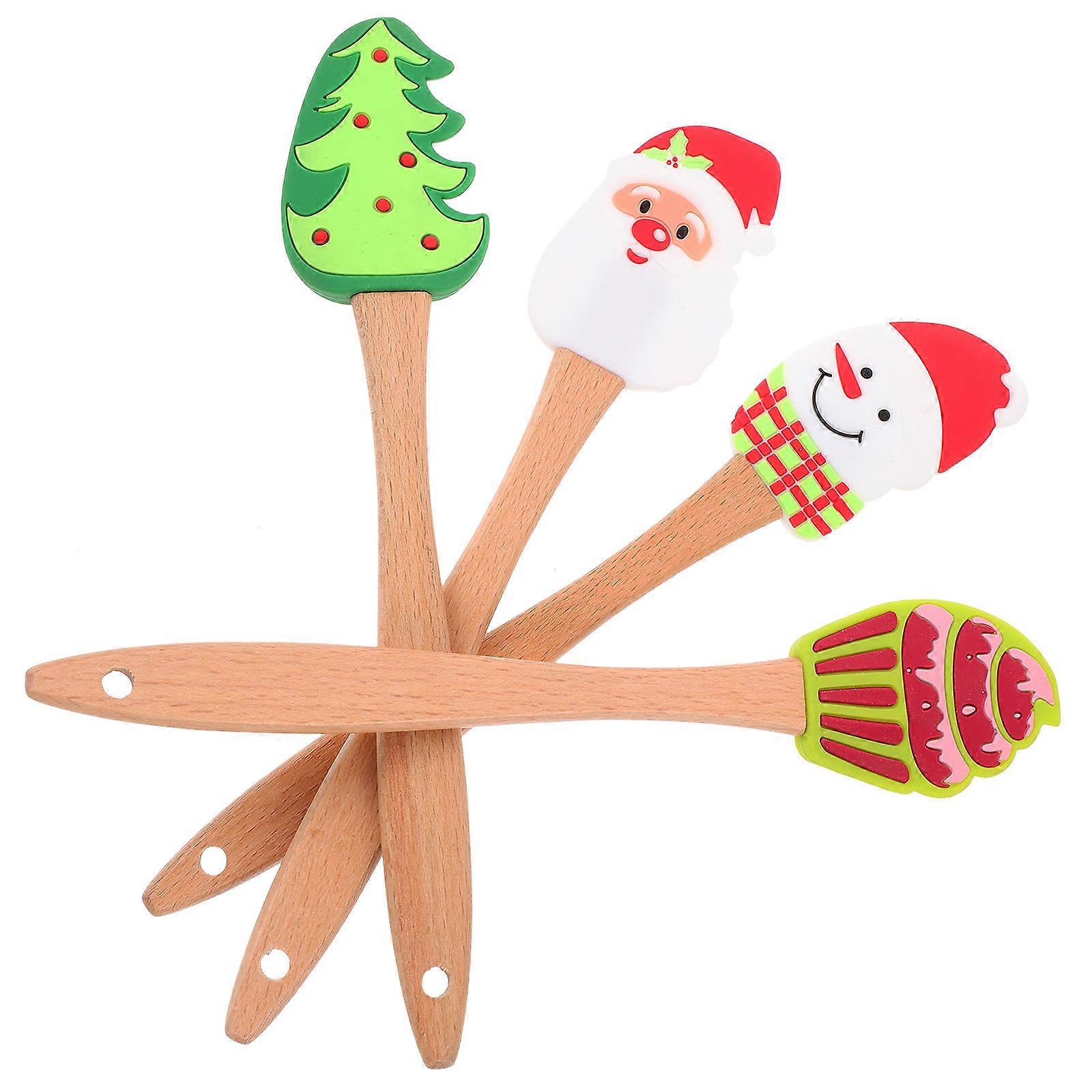 20Pcs Silicone Spatula with Wood Handle for Cake Baking Use Assorted Color