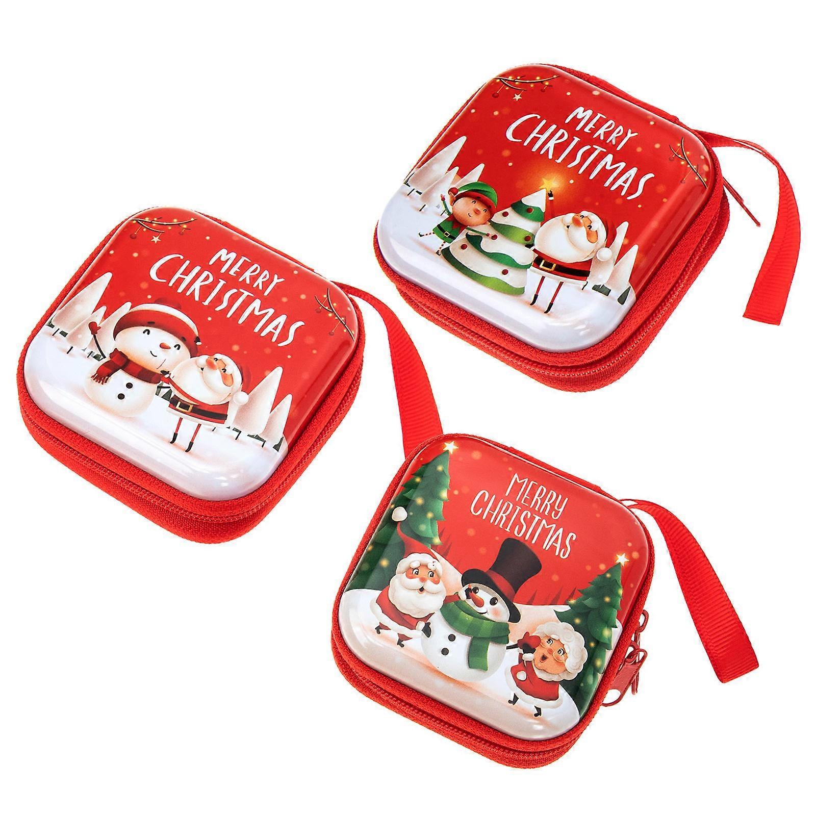 Christmas Tinplate Coin Storage Bags for Small Items 3Pcs Pack
