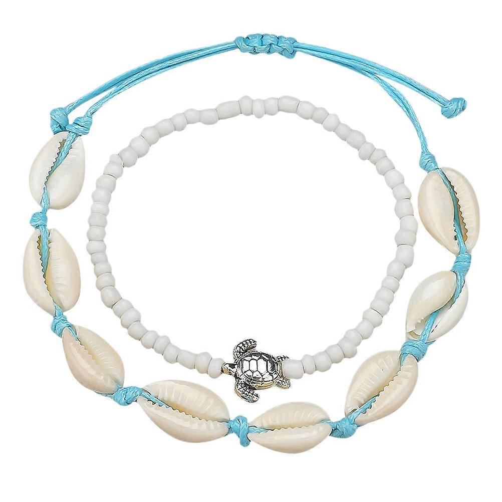Ankle Decoration Shell Beads Anklet Chain for Decoration 4Pcs White