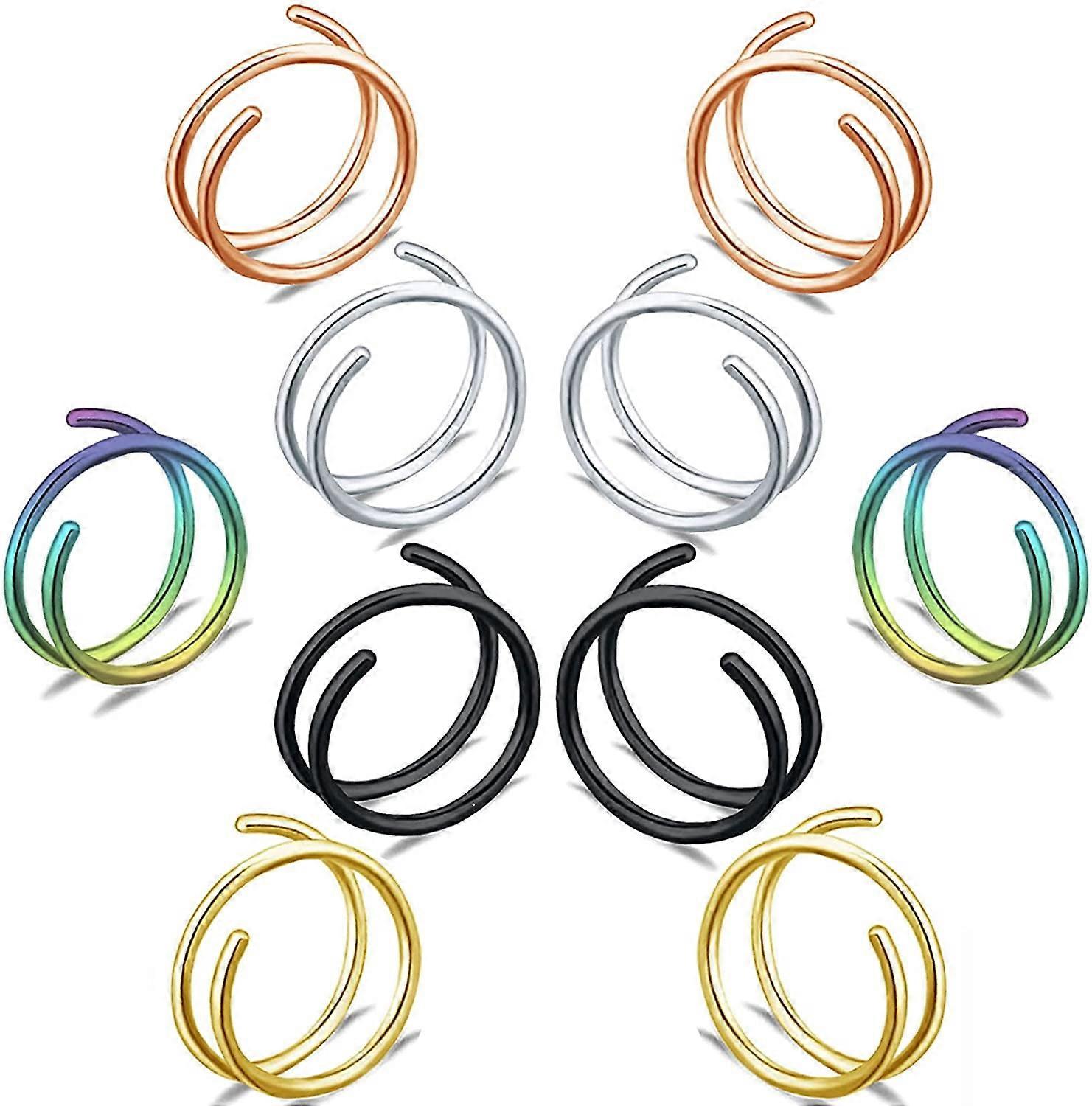 Bla Current 18G Stainless Steel Double Hoop Nose Ring Set