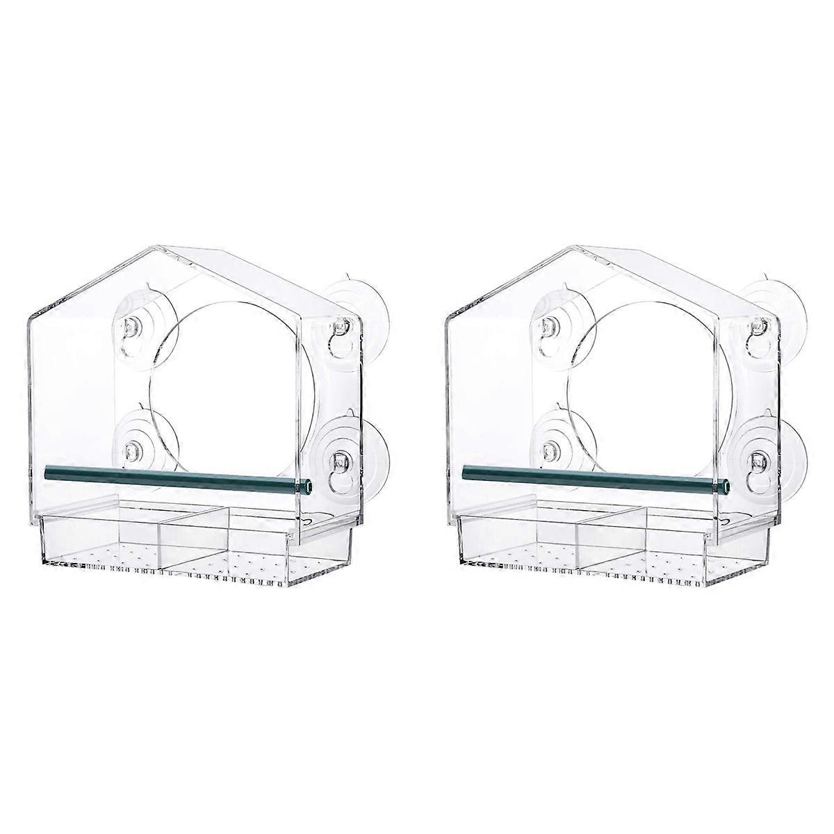 Window Bird Feeders with Strong Suction Cups, with 2 Compartment Tray