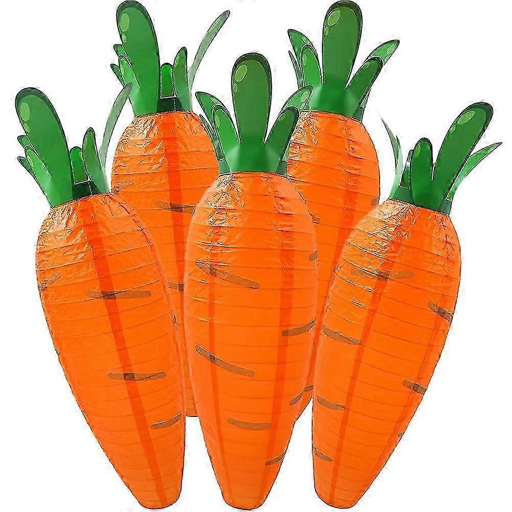 5pcs Easter Decorative Lantern Carrot Shape Paper Lantern Folding Lantern Party Decoration