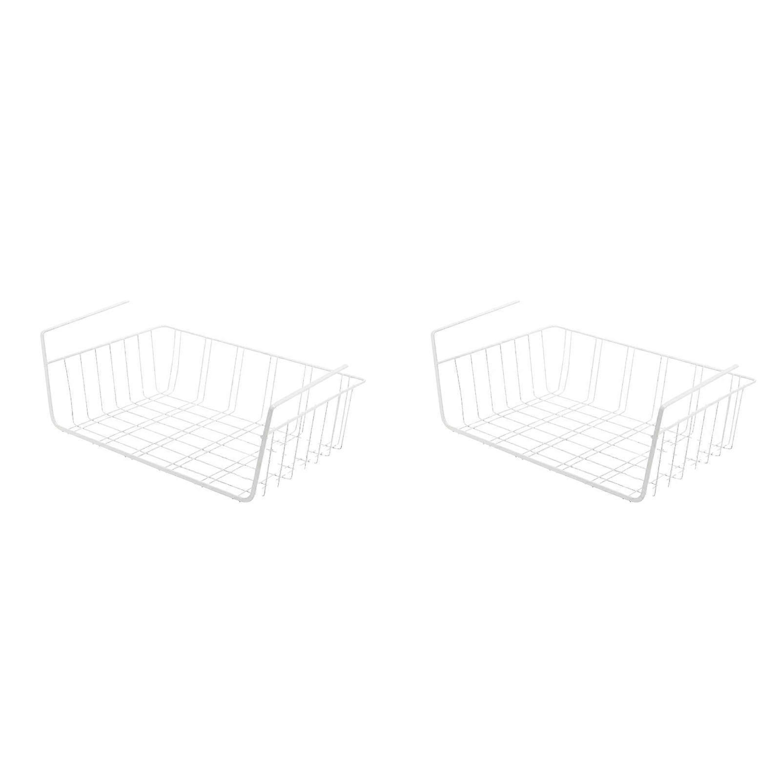 2PCS Under Shelf Basket Durable Metal Wire Rack Hanging Shelf Storage Basket Under Cabinet Organizer Shelf For Kitchen/Pantry/Bathroom/Desk J