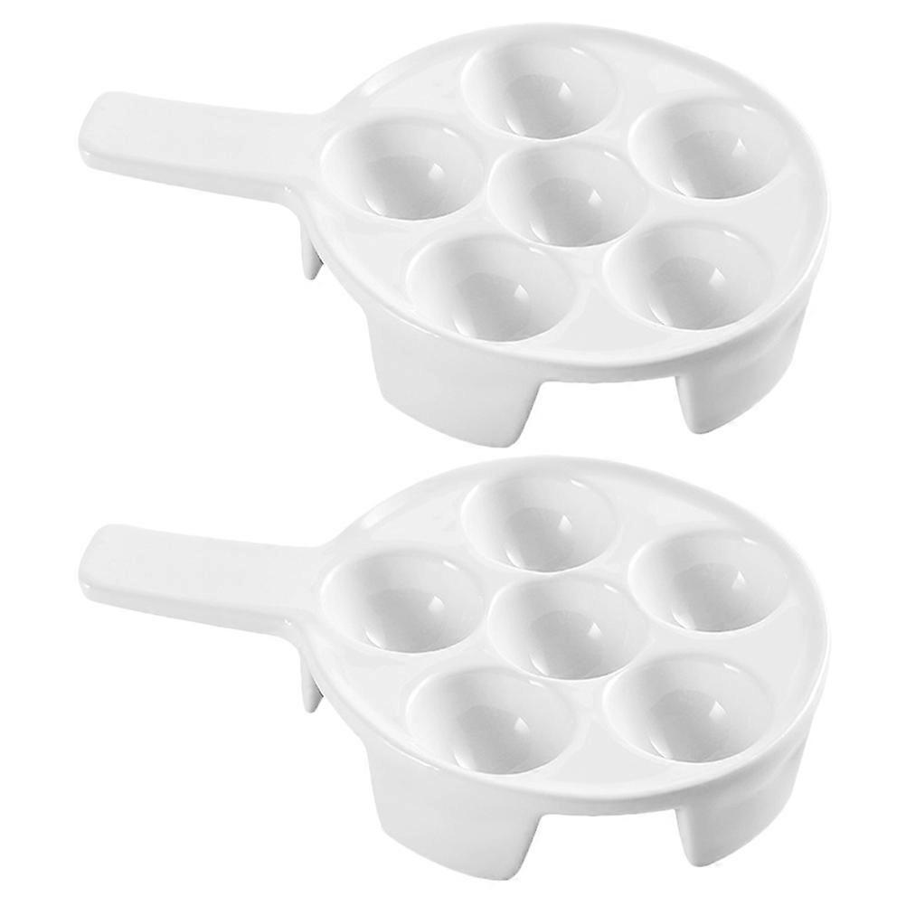 2Pcs Ceramic Escargot Tray for Baking Plate with Handle