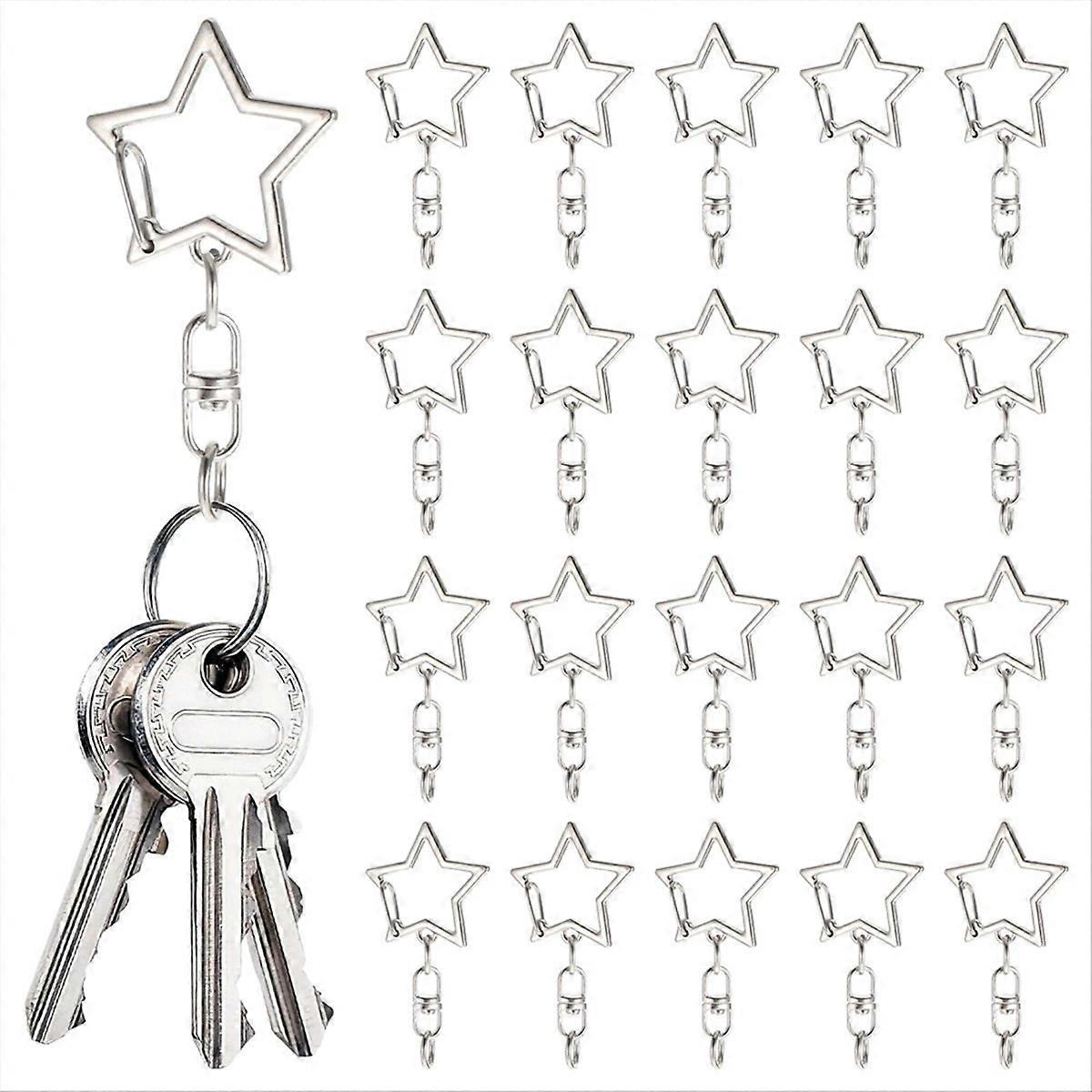 50Pc Star Shaped Spring Snap Keychain Clip with Chain Hanging Buckle and Open Jump Ring,for Jewelry 