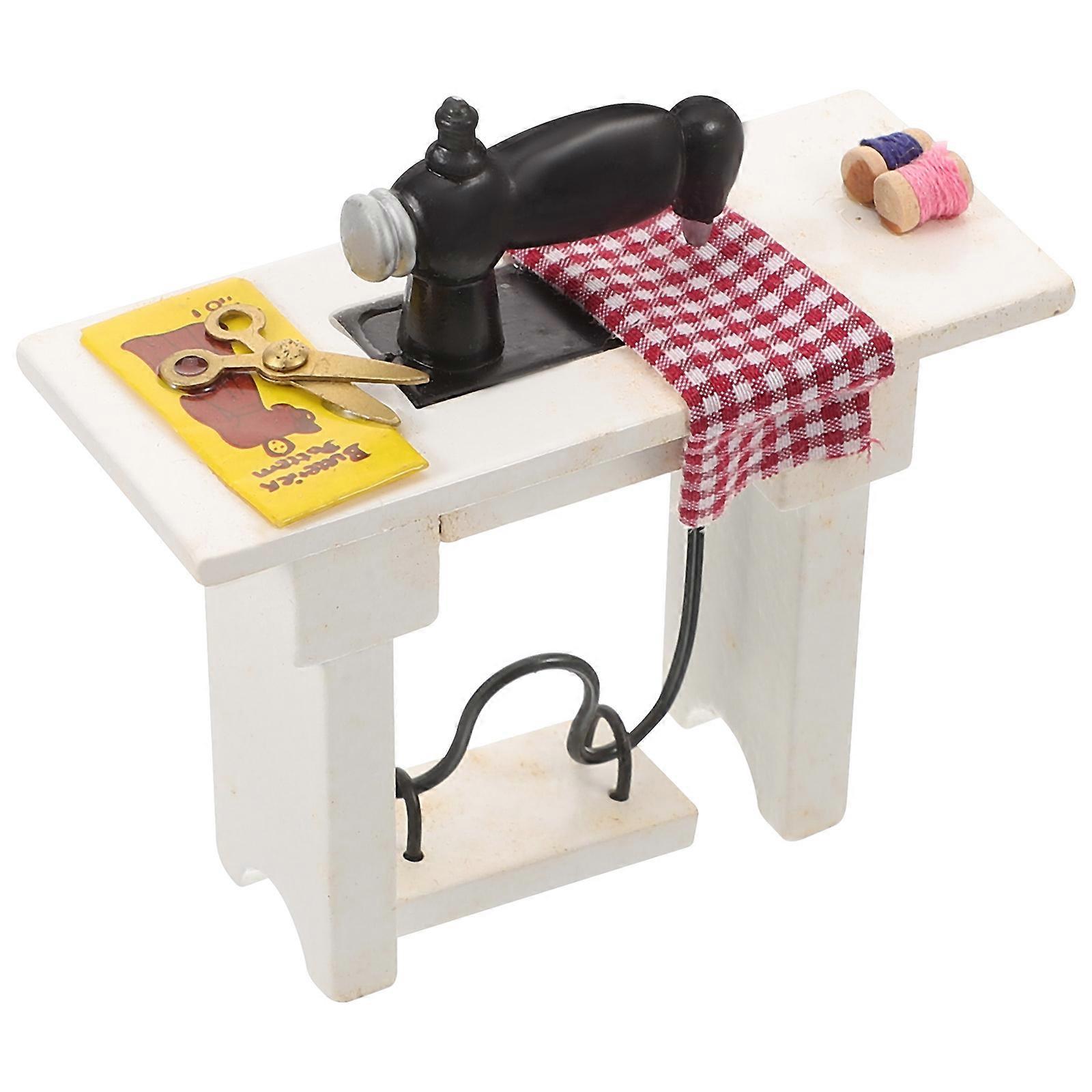 Dollhouse Accessories Mini Sewing Machine Model for Miniature Table Decor 4Pcs