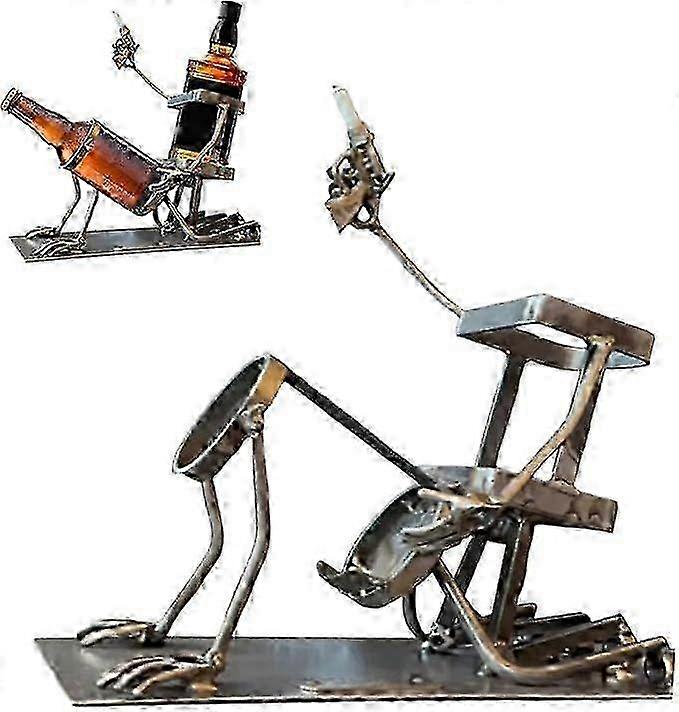 Flaskhållare metall humanoid design för whisky vin öl displayställ