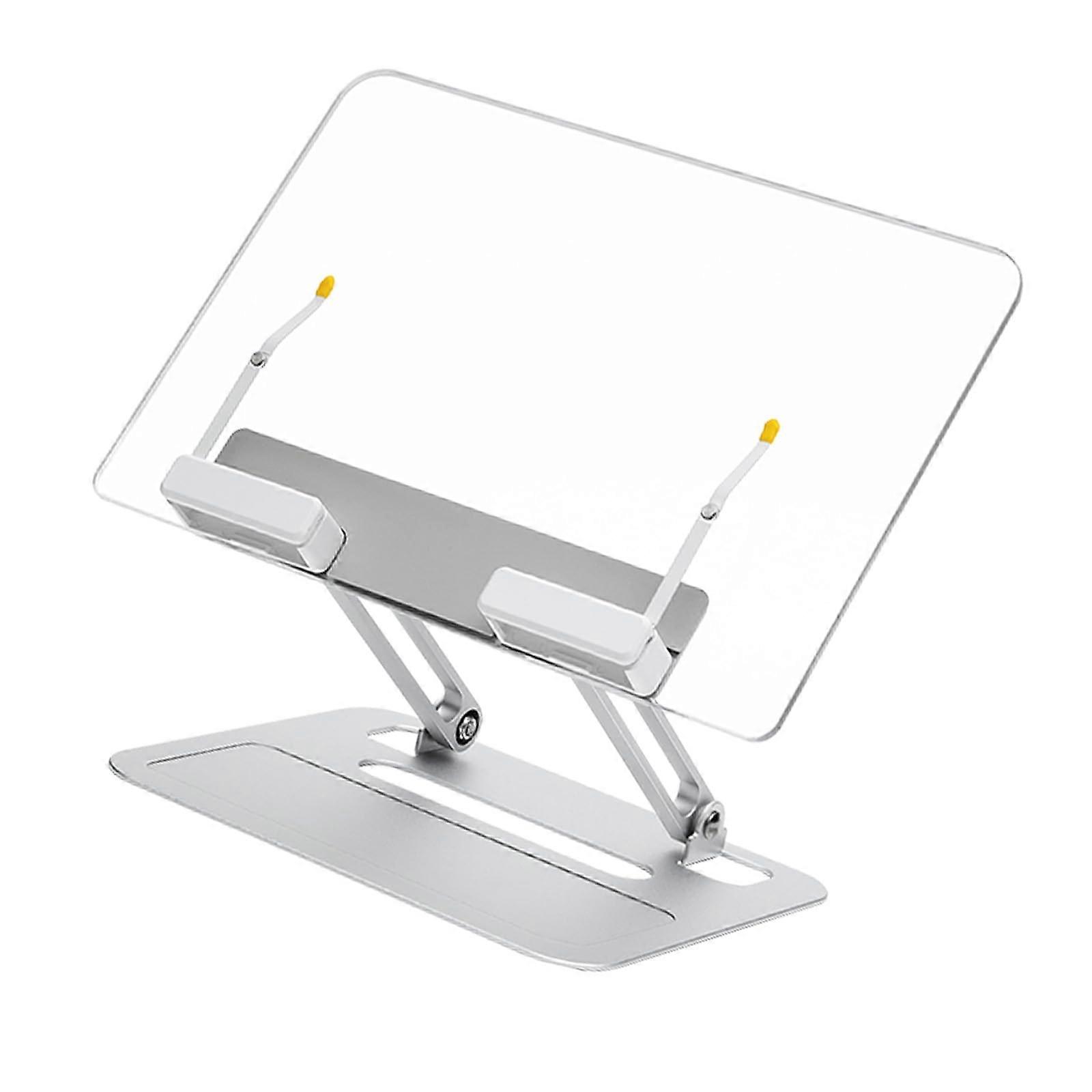 Ergonomic Folding Reading Stand Aluminum Base 180 Degree Adjustment Clear Acrylic Surface Supports Heavy Books Tablets