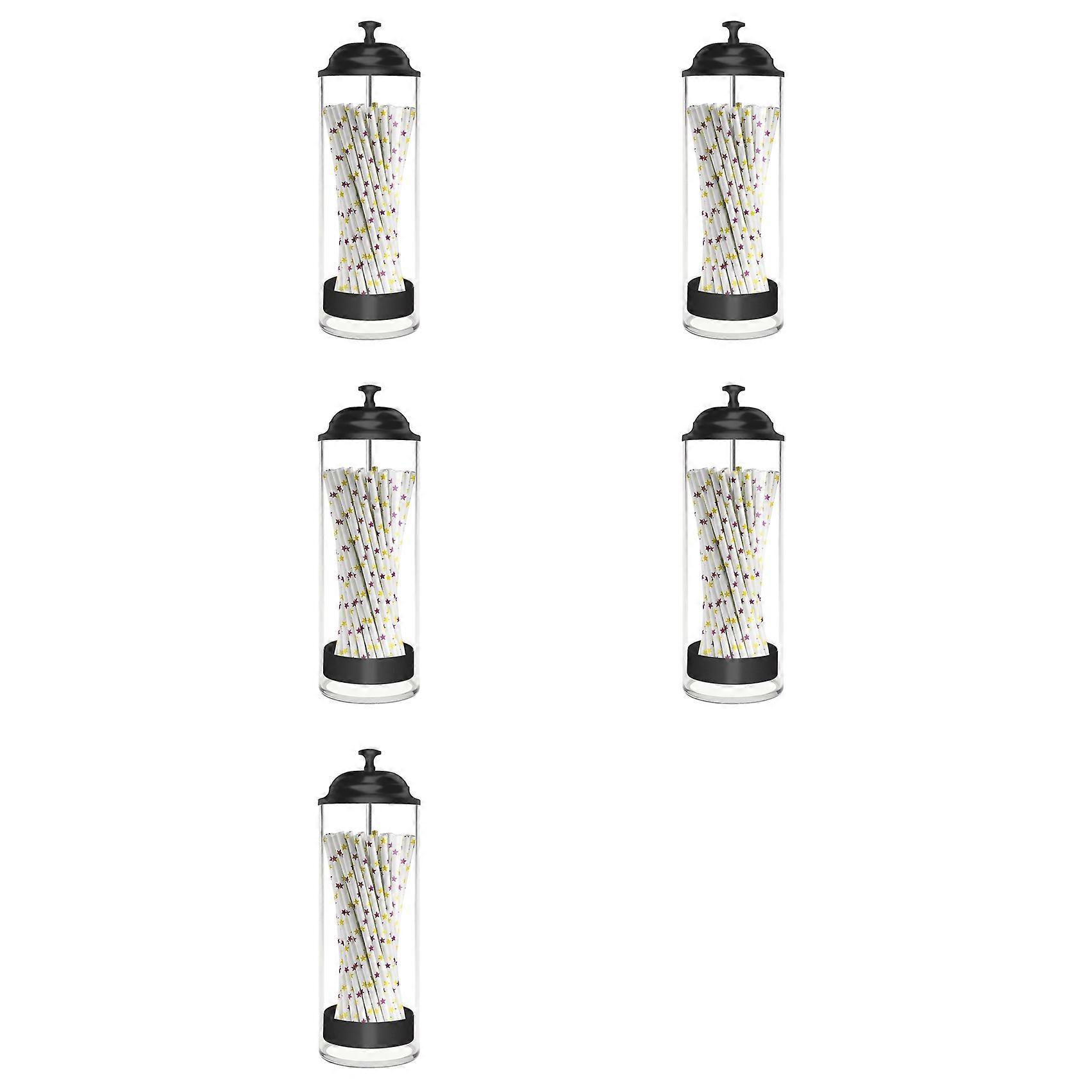 5X Straw Holder for Standard Size Drinking Straws, Plastic Straw Dispenser for Counter with Lid