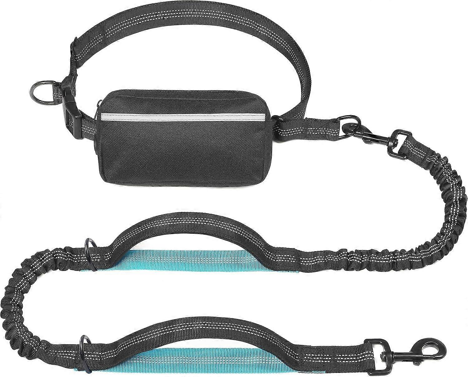 Hands Free Dog Leash with Zipper Pouch, Dual Padded Handles and Durable Bungee for Walking, Jogging and Running Your Dog