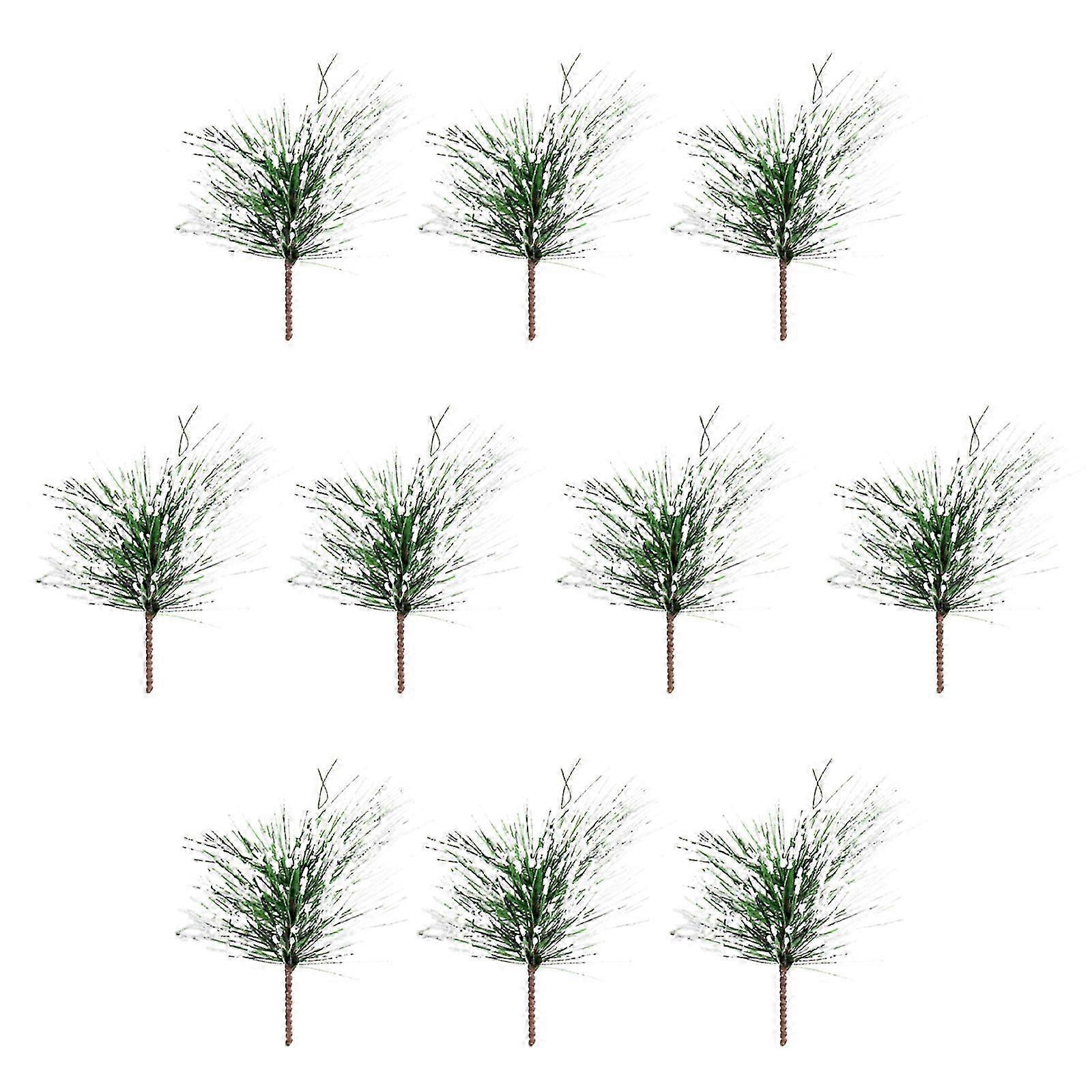 25-26 10Pcs Realistic Frosted Pine Needles Branches Xmas Tree Decor