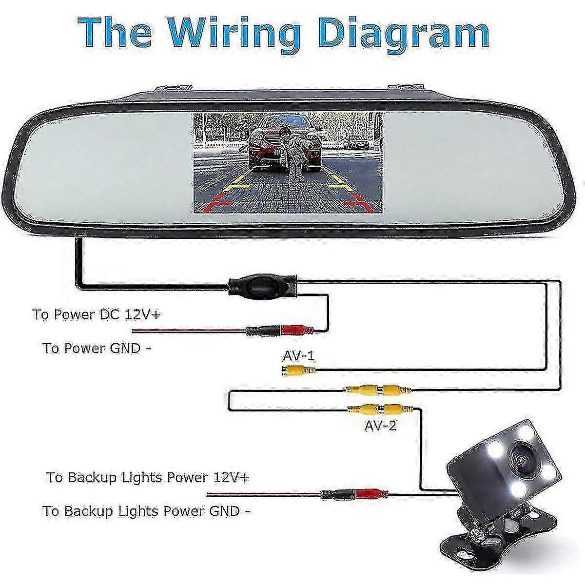 Car Rear View Kit Night Vision Reverse Backup Camera + 4.3" Lcd Mirror Monitor