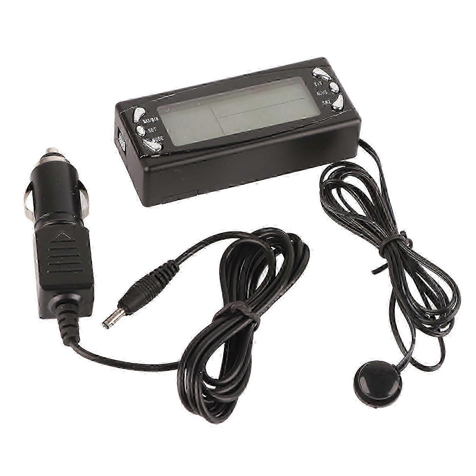 Exquisite 12V Digital Car Thermometer Vehicle Clock LCD Temperature Meter with Alarm Function CT23