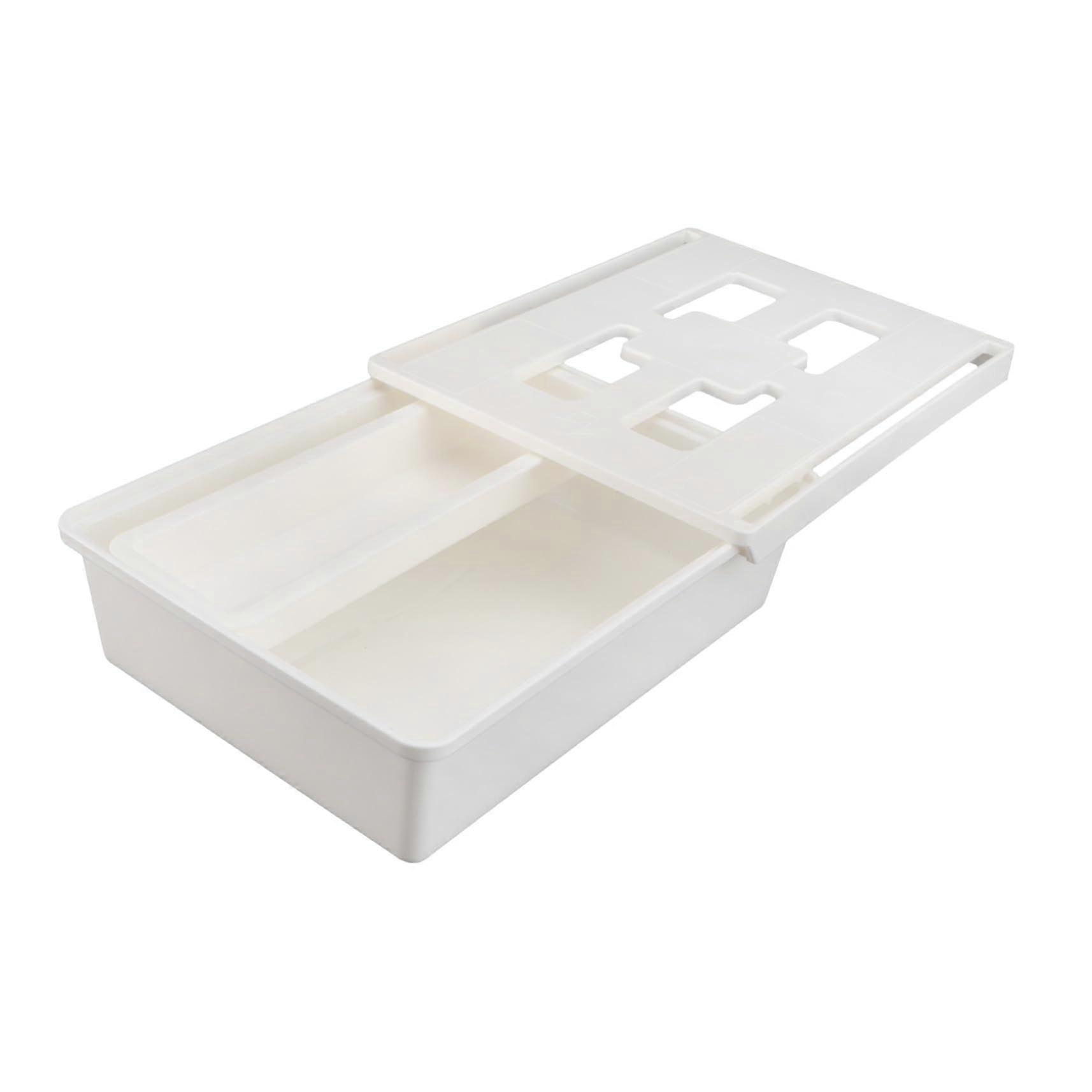 Hidden Under Table Storage Box With Cover, Medium ABS/PP Desk Bottom Organizer, White, For Pens Documents Jewelry