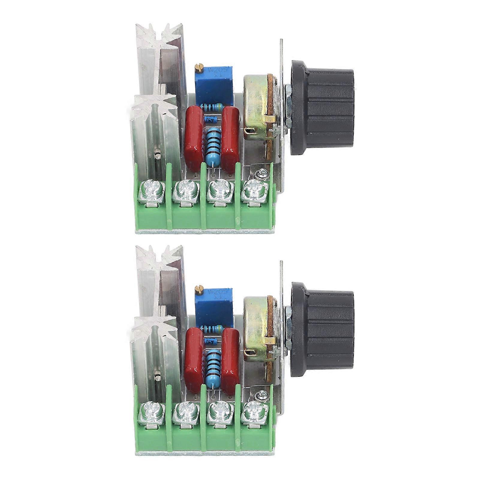 2PCS 2000W 220V AC SCR Voltage Regulator Adjustable Motor Speed Control Module Knob Potentiometer