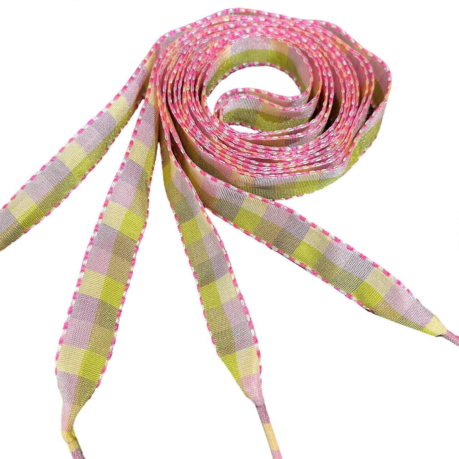 Colorful Checkered Polyester Shoelaces Soft Durable Shoe String Replacement For Sneakers Casual Footwear 140cm Length  a