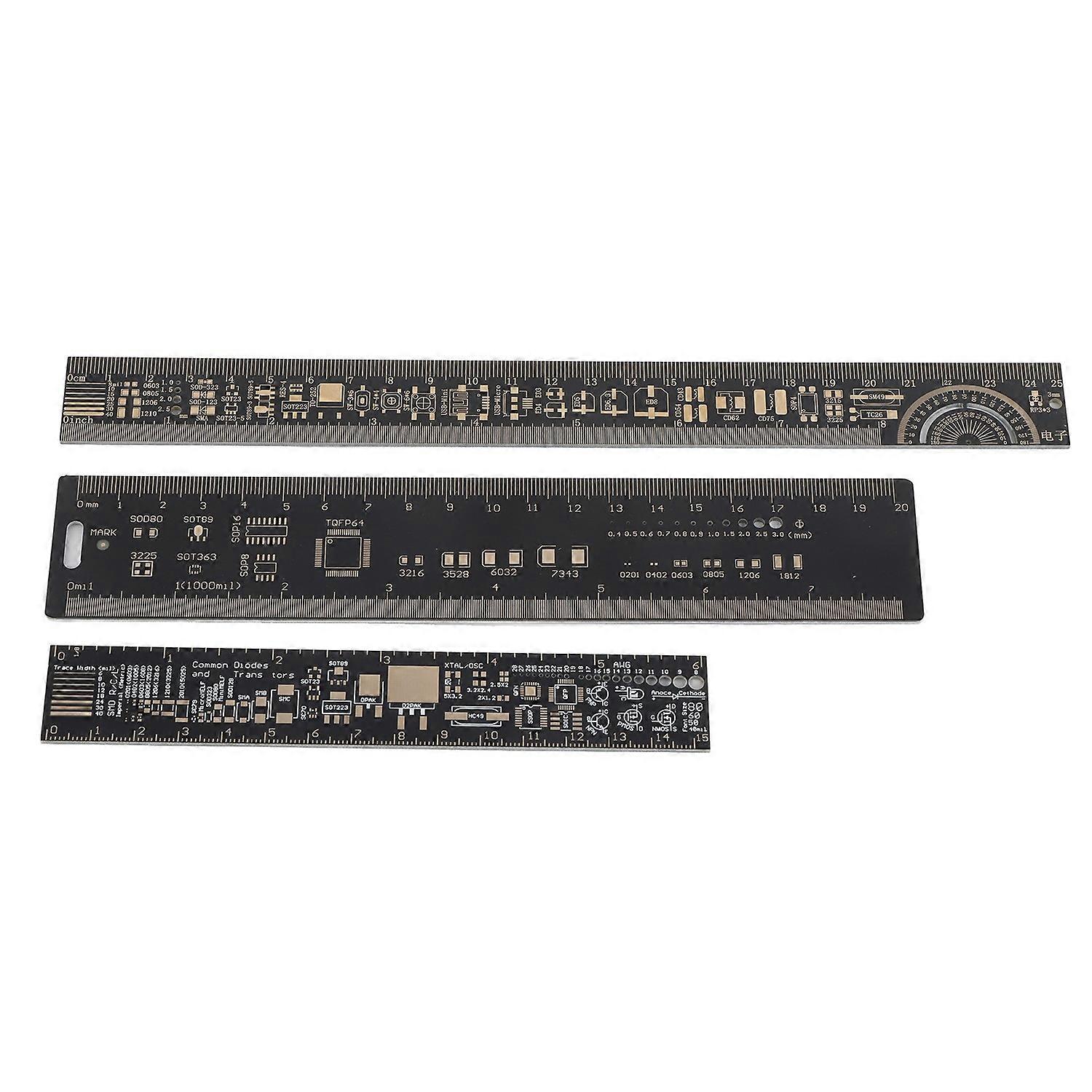 3PCS 6.3/7.87/10.23 inch Multifunctional Printed Circuit Board Ruler for Electronic Engineers