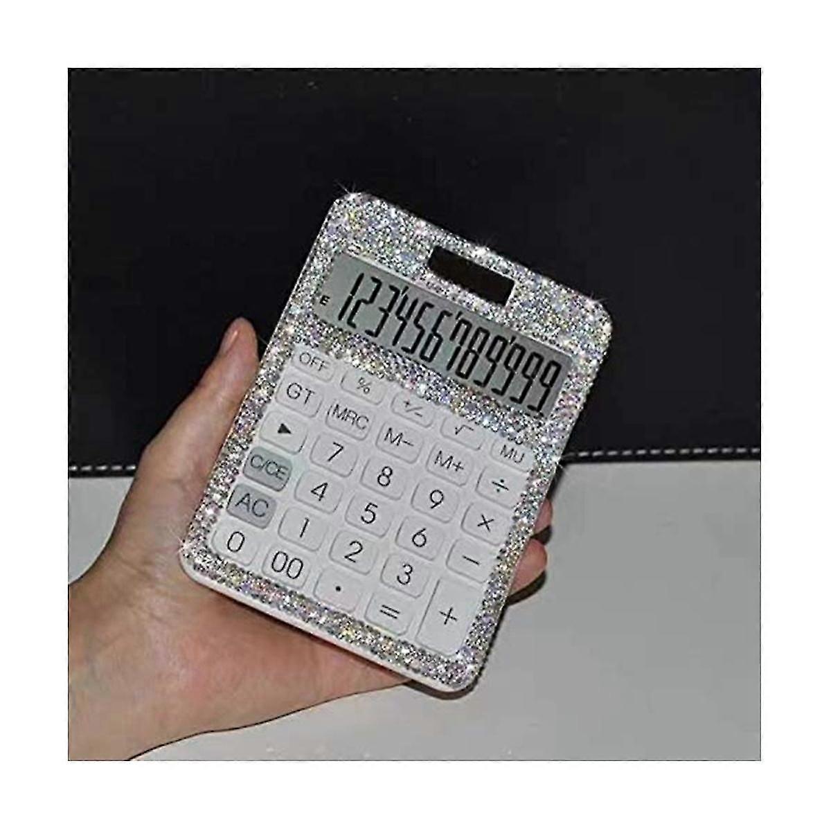 Strass Crystal Dazzling 12 Digit Solar And Battery Dual Power, LCD Display Calculator For Offic