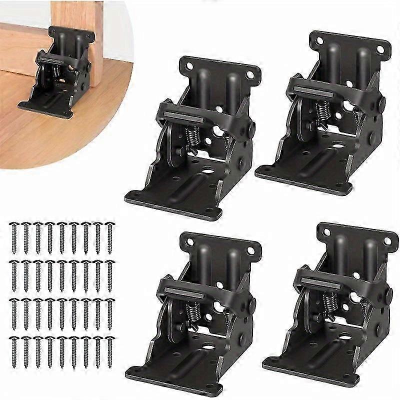 4pcs Folding Brackets, Self-Lock Hinge with Screws for Legs, Lock Extension Support Bracket Bed