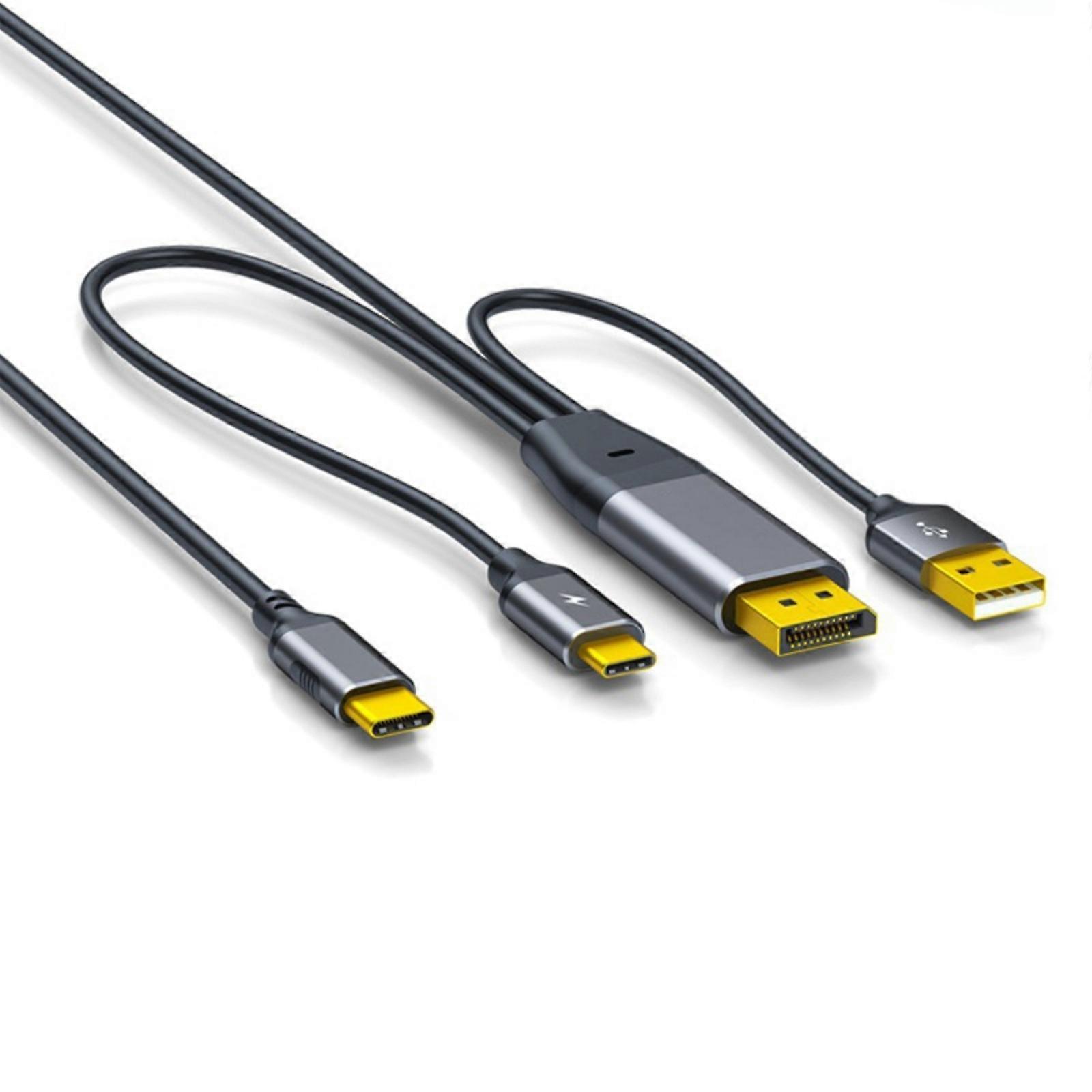 DP To USB C 4K@60Hz Video Cable Touch Enableds Compatible for Nreal Xreal L,Portable Monitors VR Headsets Consoles Multicolor