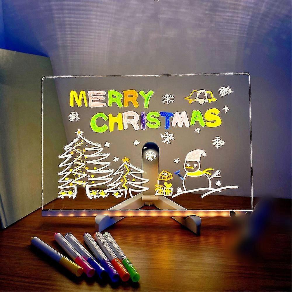 Note Board With Colors Led Acrylic Dry Erase Board With 7 Pens For  Office Home