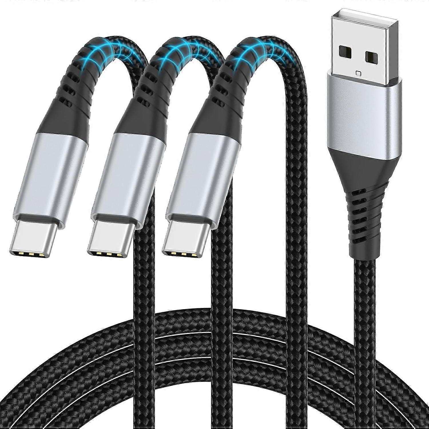 2FT USB C Cable Short, 3 Pack Braided USB to USB C Cable 2 Foot USB Type C Cable