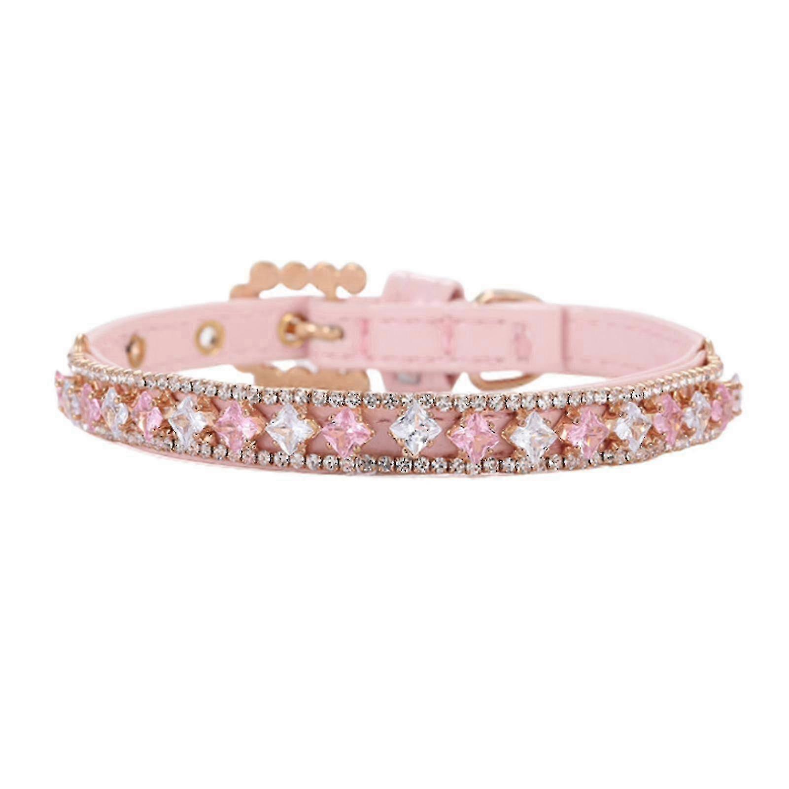 Rhinestone Pet Collar Adjustable Cowhide for Medium Dogs Decorative