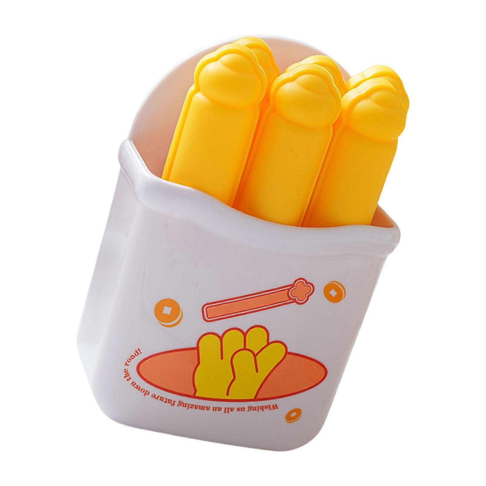 6Pcs Rectangular Shape Ice Mold Funny Long Potato Chip Ice Tray With Magnetic Storage Box NonStick Ice Stick Maker  Yellow