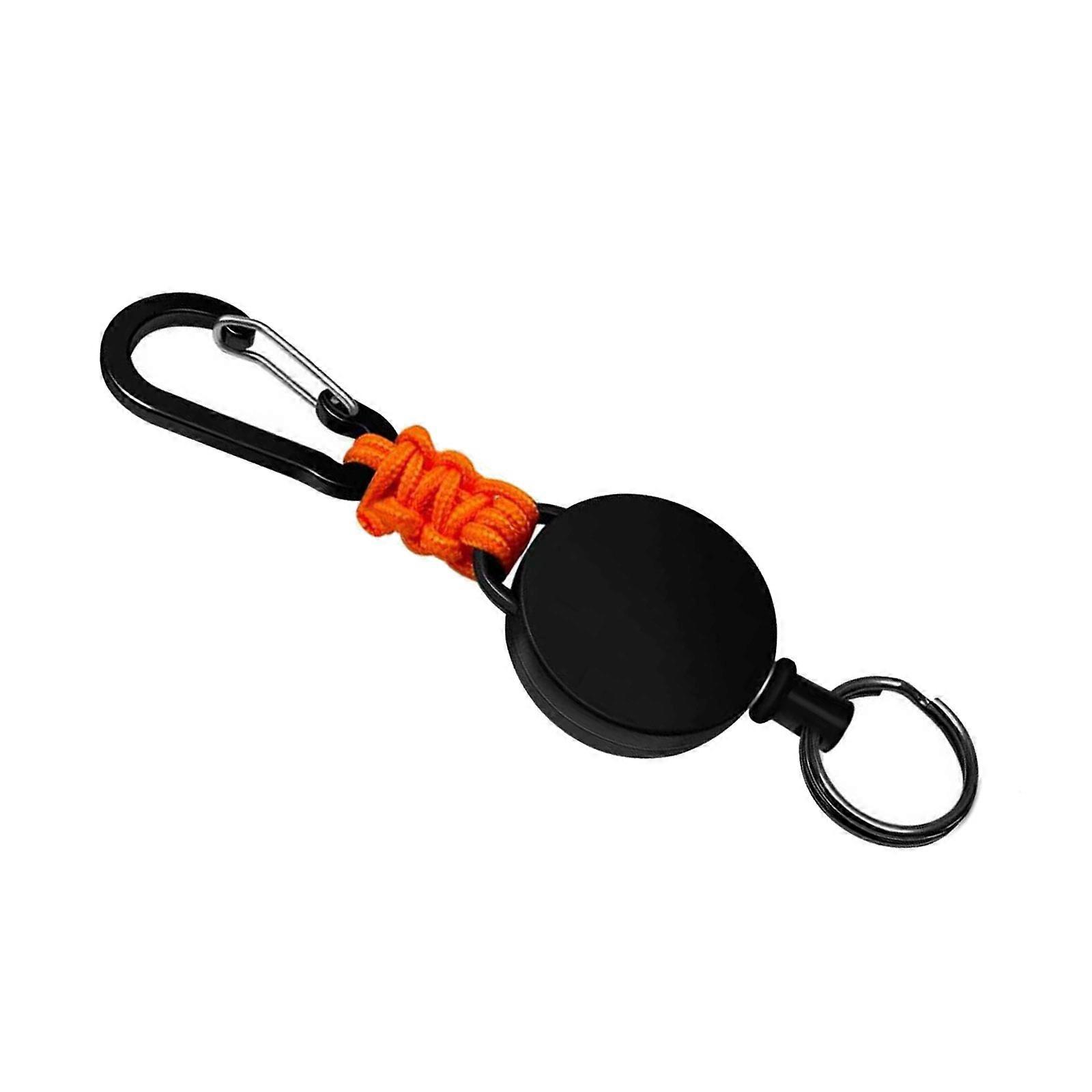 Retractable Clip Badge Holder Carabiner Keychain Practical Metal Hook High Elasticity For Outdoor Enthusiasts  Orange