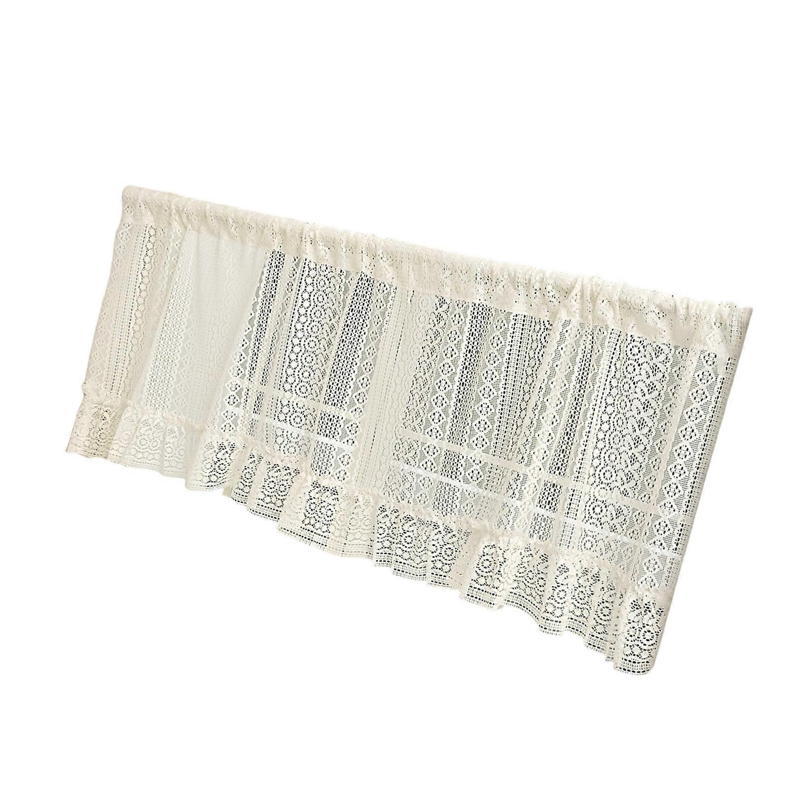 Semi Sheer Lace Curtain Panel for Window Herringbone Polyester Materials Quick Installation Home Upgrades  150 45cm