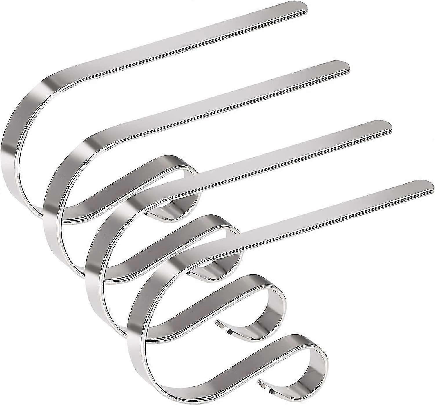 4pcs 12 x 7cm Christmas Stocking Hooks, Alloy Christmas Stocking Holders Hook(Silver)