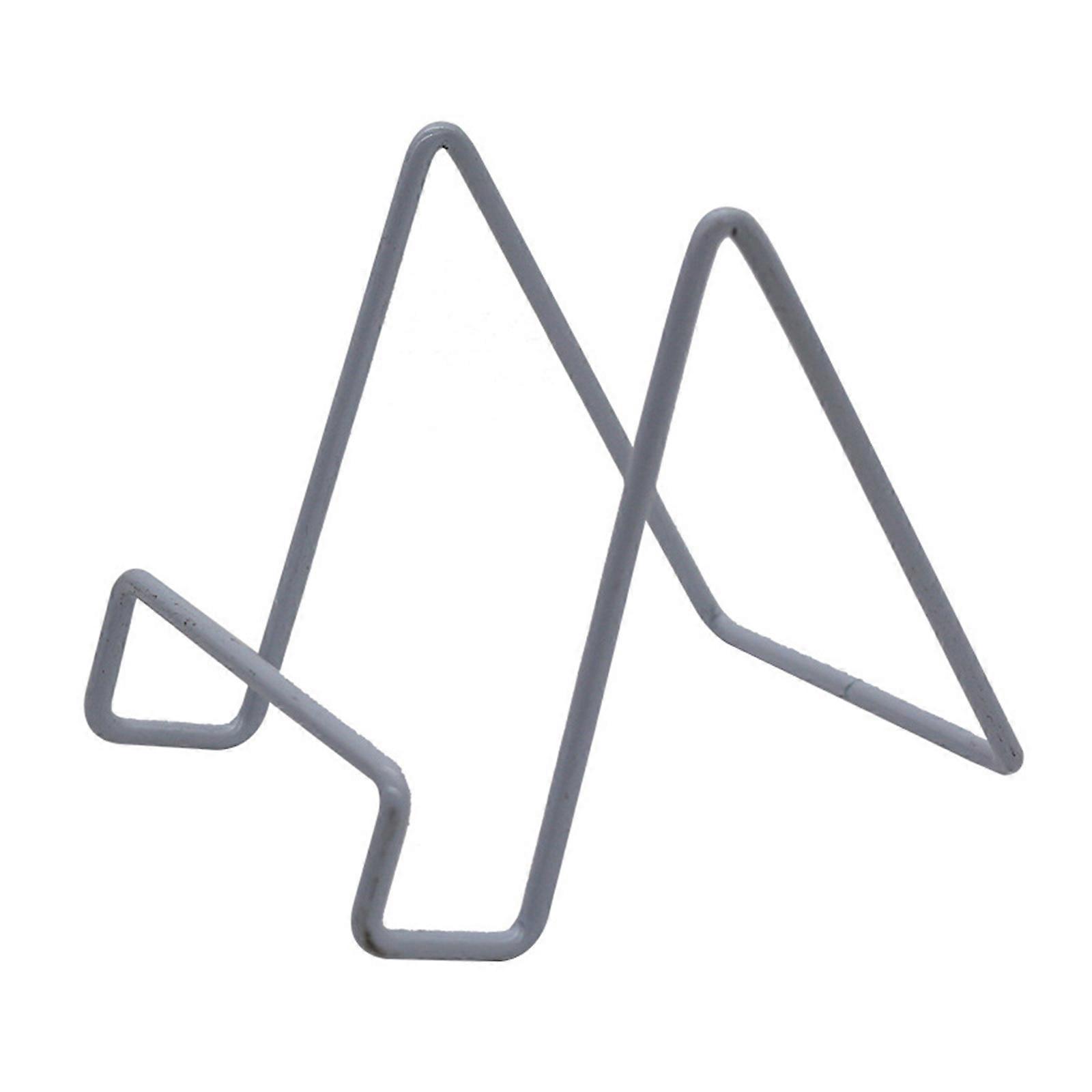 Sturdy Metal Desktop Display Rack Small Plate Holder Multi Functional Storage Space for Books Electronics Decoration  White S