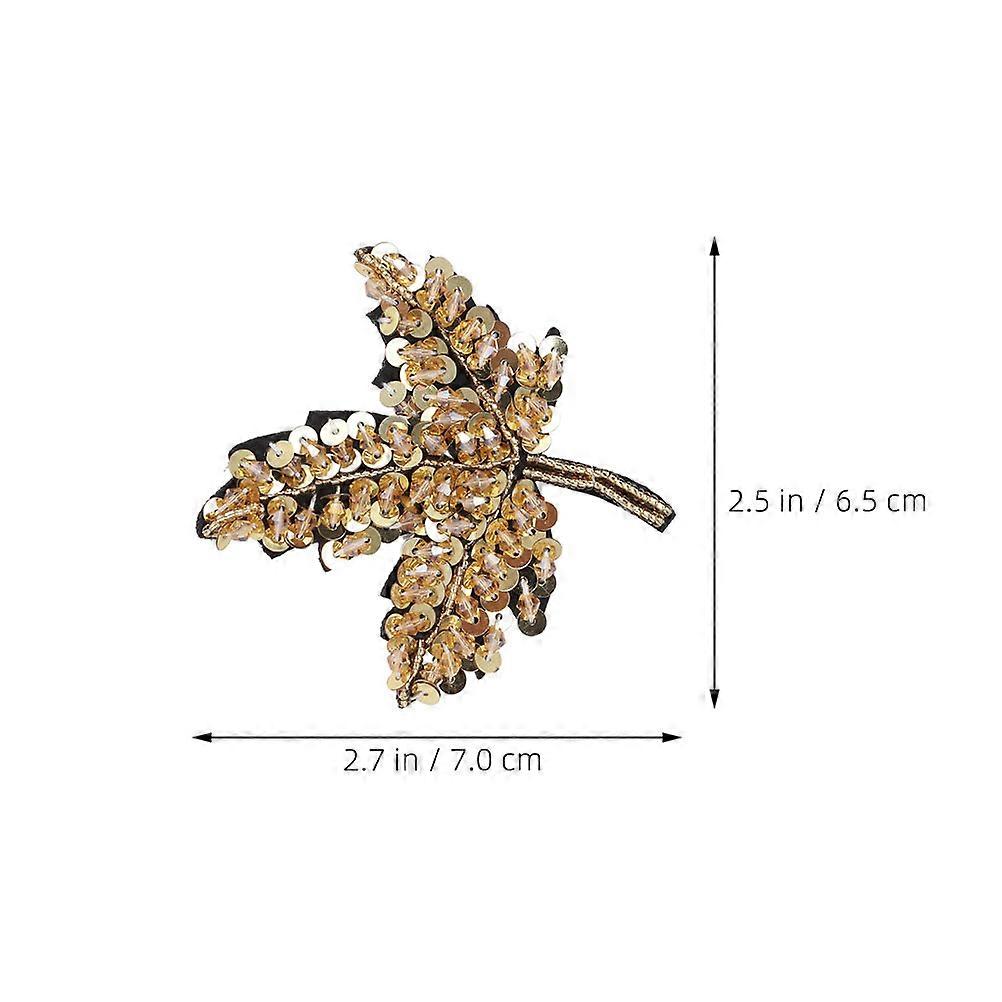 Golden Clothes Patches Maple Sew-on Patch for Sewing with Sequin Applique