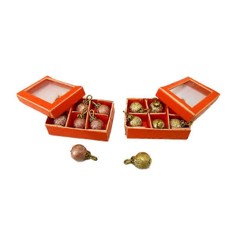 دمى البيت 2 صناديق عيد الميلاد الحلي الزينة مصغرة عيد الميلاد التبعي