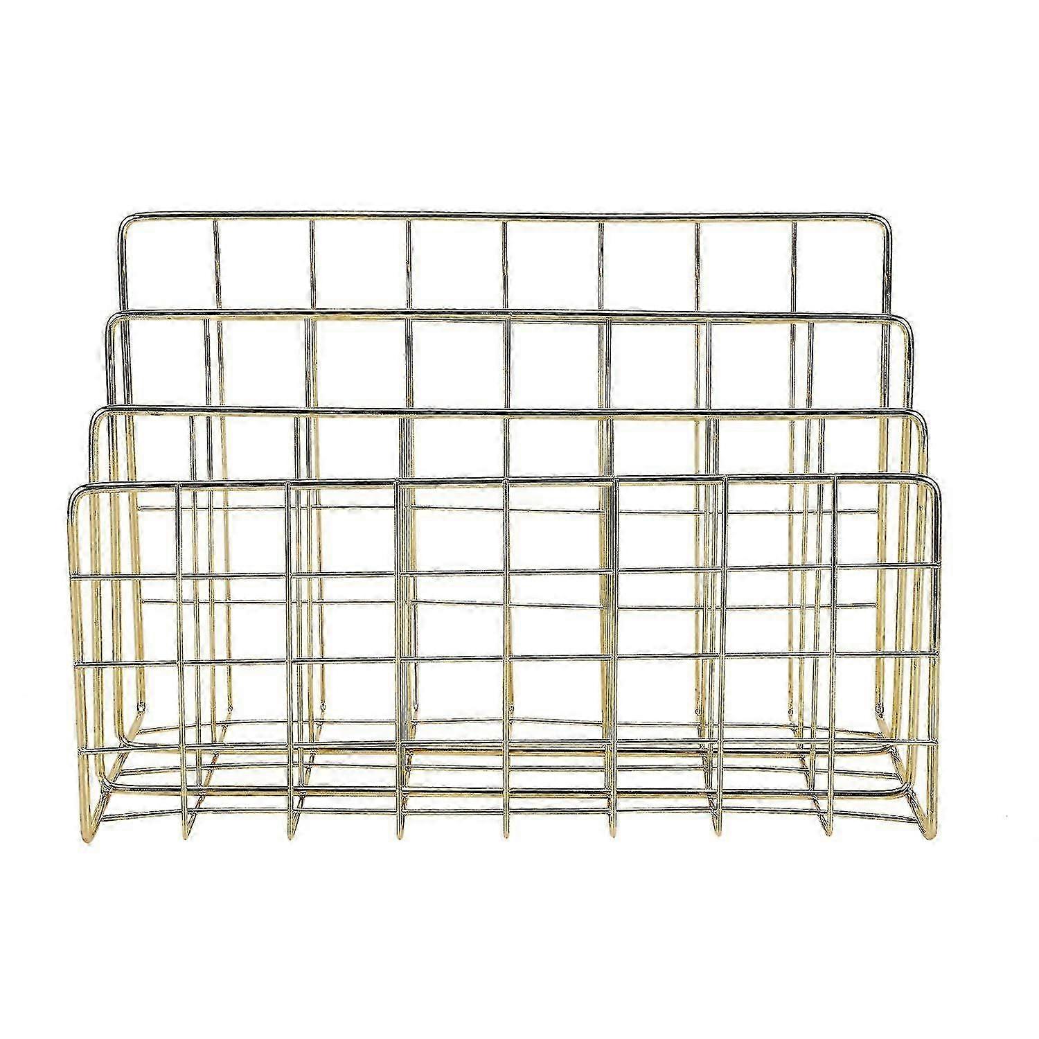 Nordic Style Iron Art Grid Storage Rack Book Holder Three Layer Desktop Magazine Shelf Home Organiz (haoyi)