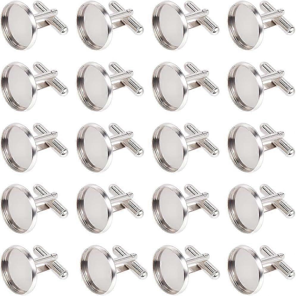 1 Box 24Pcs Cufflink Blanks Round Cufflinks Blank Bezel Tray Cabochons Button Setting for Jewelry Making DIY Crafts Accessories