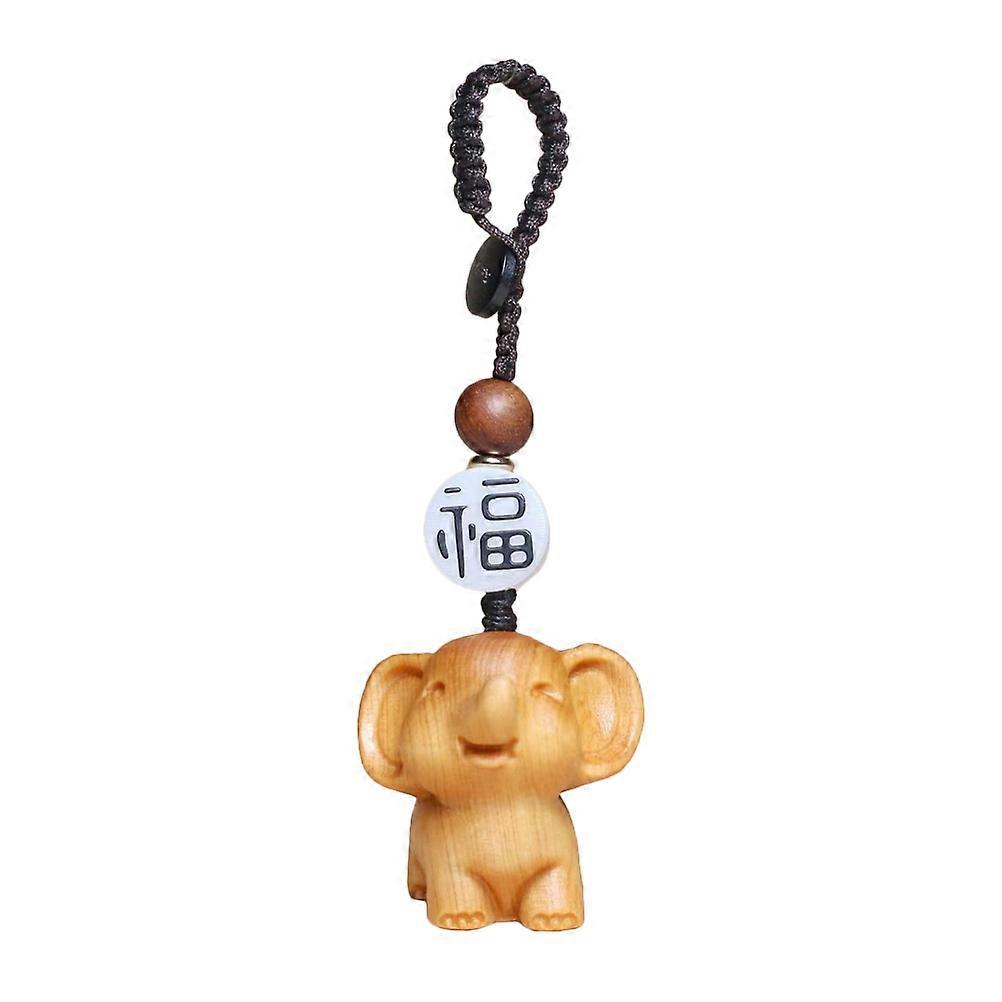 Cute Elephant Wood Key Ring for Decor Durable Multi Craftsmanship Key Bag 2 Inch