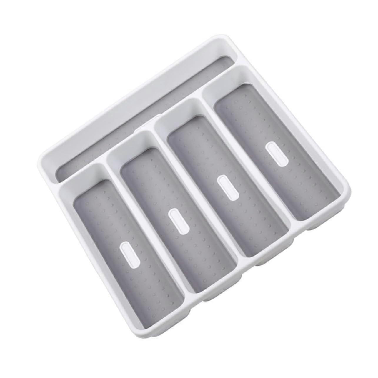 Cutlery Tray with MultiCompartment Design, NonSlip Base Plastic Utensil Organizer for Kitchen Drawer