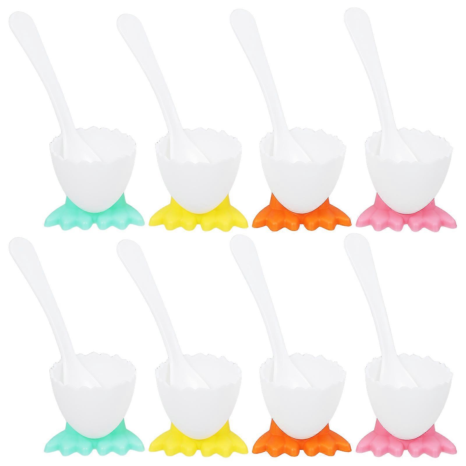 Boiled Egg Holder for Kitchen Use 8Set Egg Cups with Spoon Assorted Colors
