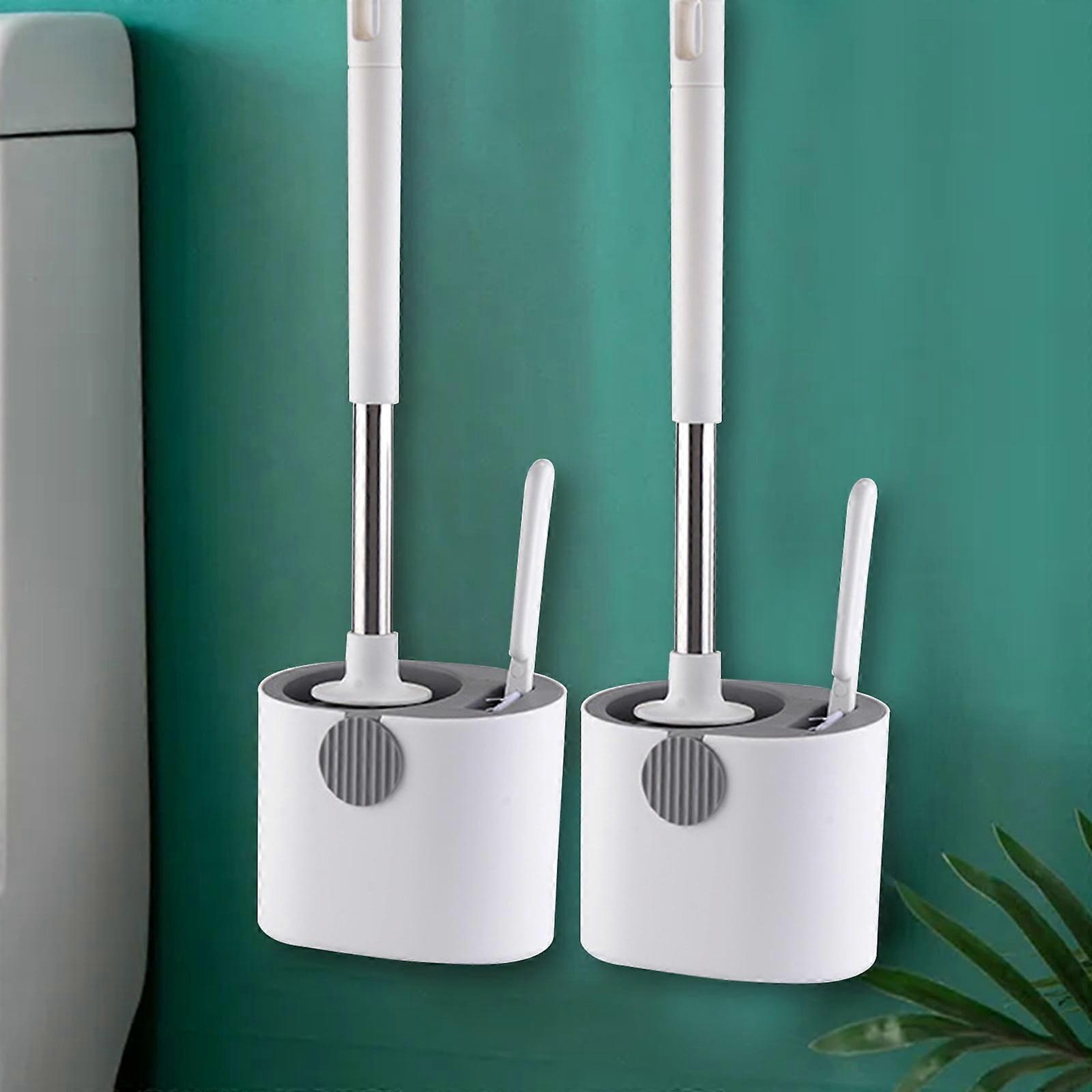 Silicone Toilet Brush Set with Non-Slip Handle, Detachable Base for Hygienic Storage, Wall Mounted/Floor Standing