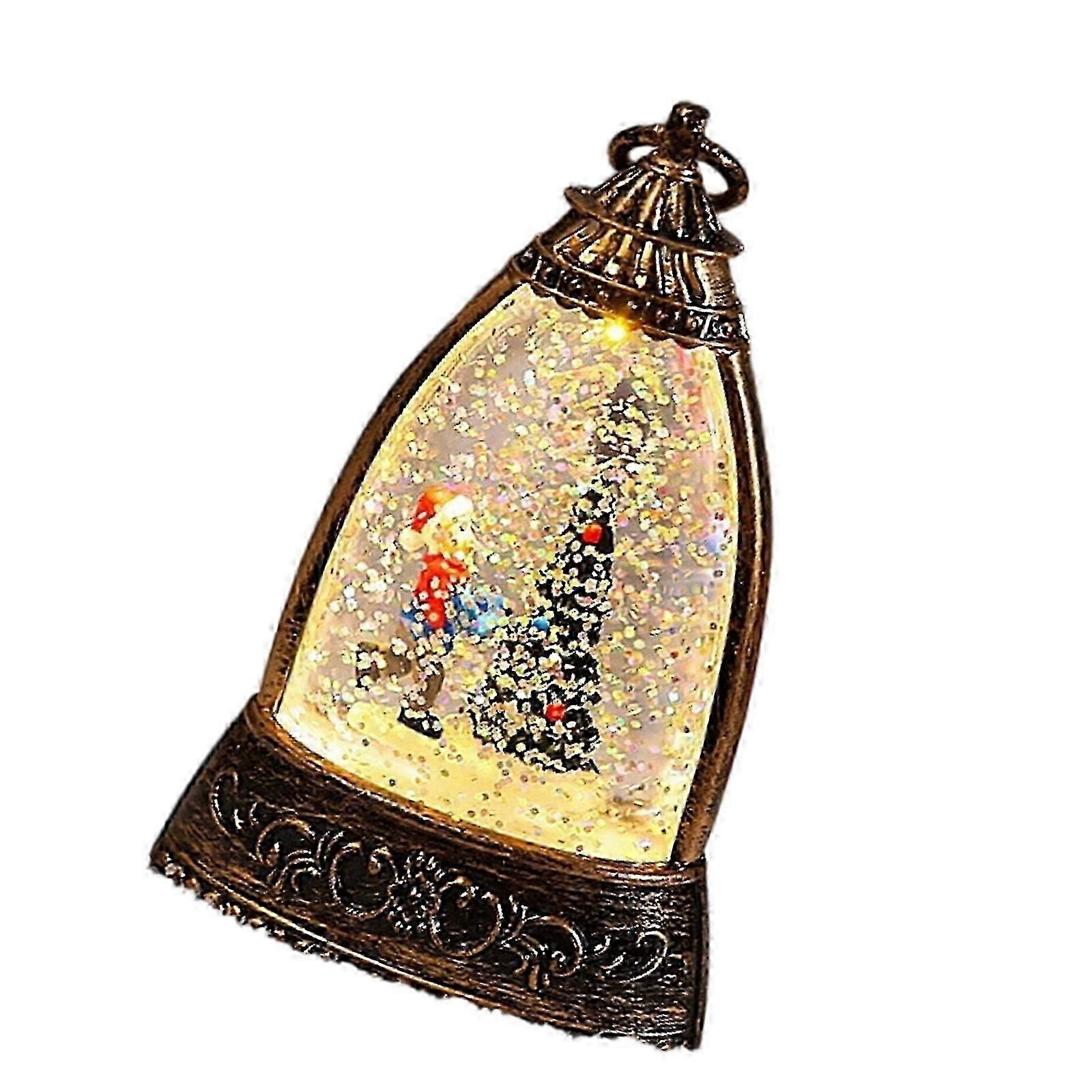 Bells Shape Swirling Glitter Christmas Lamp With Energy Efficient LED Bedroom Lighting Snow Globe LED Table lamps Snowman model