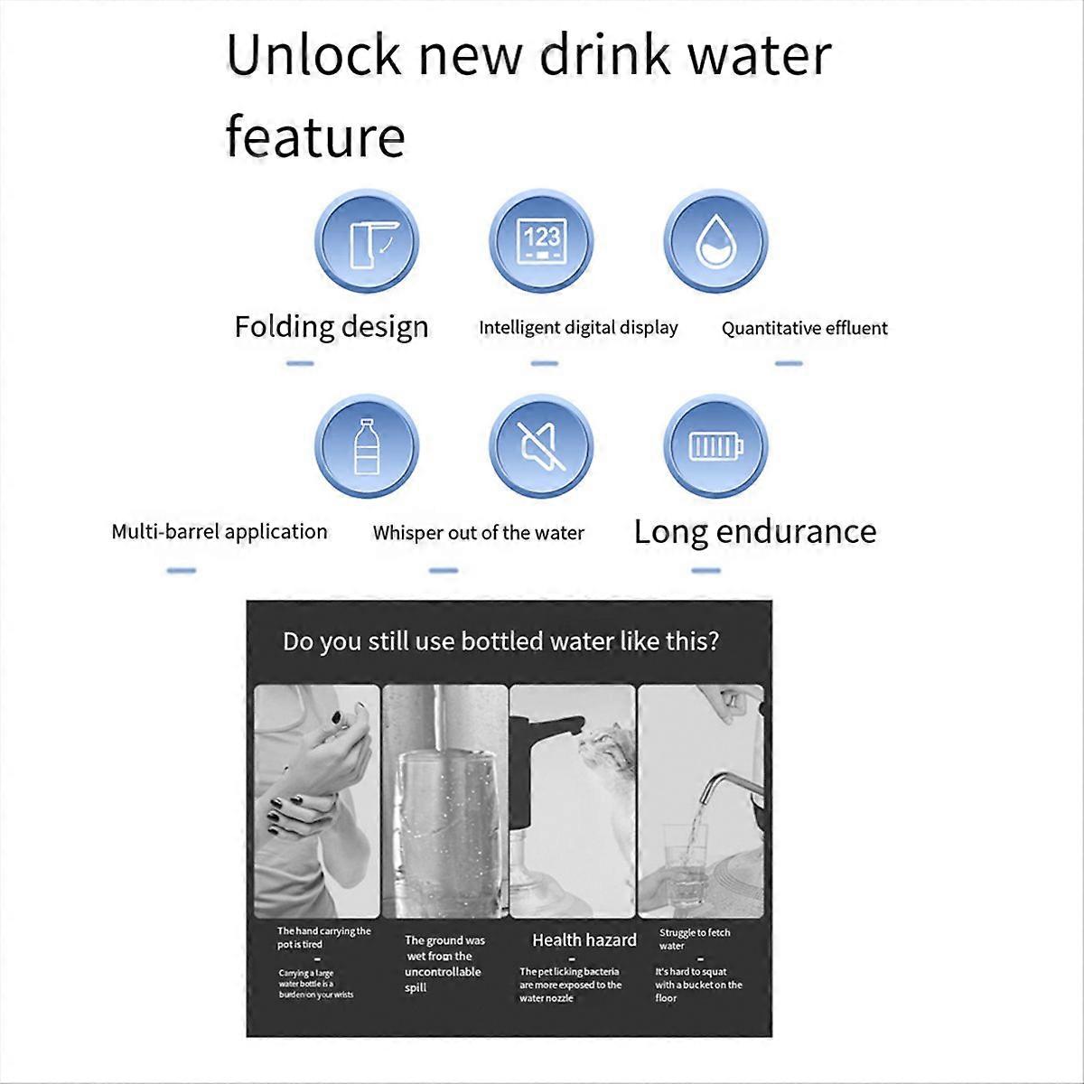 Drinking Water Pumps USB Electric Drinking Water Bottle Pump Black