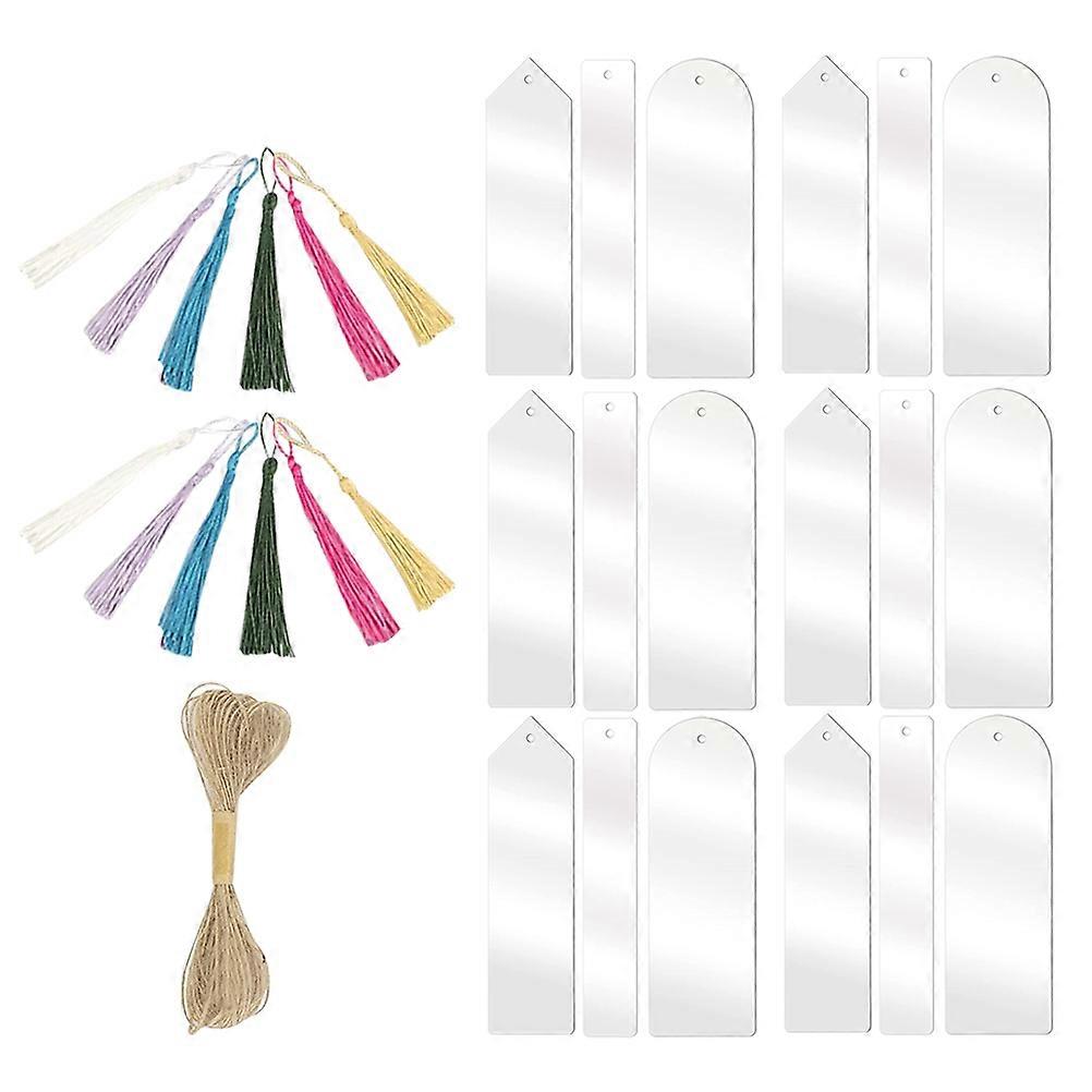 Transparent Acrylic Bookmark for DIY Use 1Set Blank Bookmarks with Rope