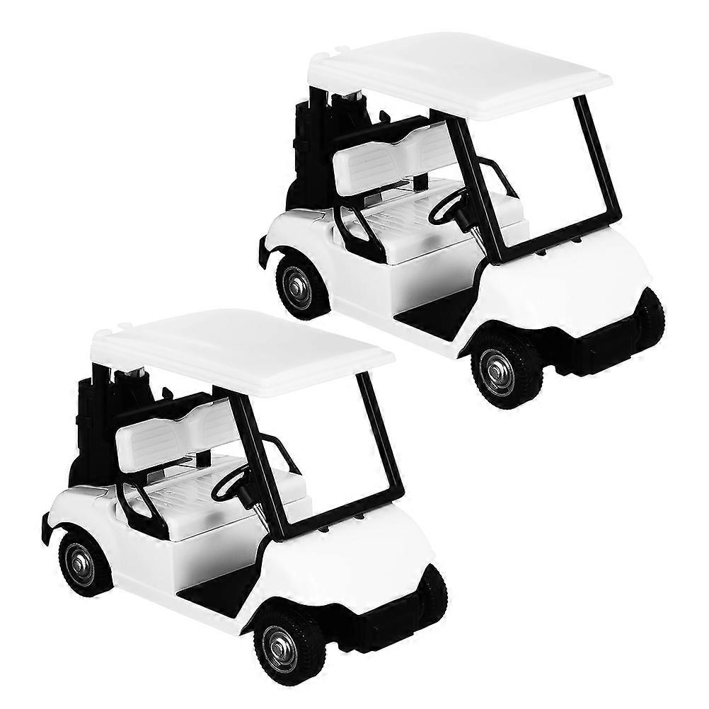 Alloy Golf Cart Model Toy for Decor 2Pcs Mini Pullback Diecast Carts