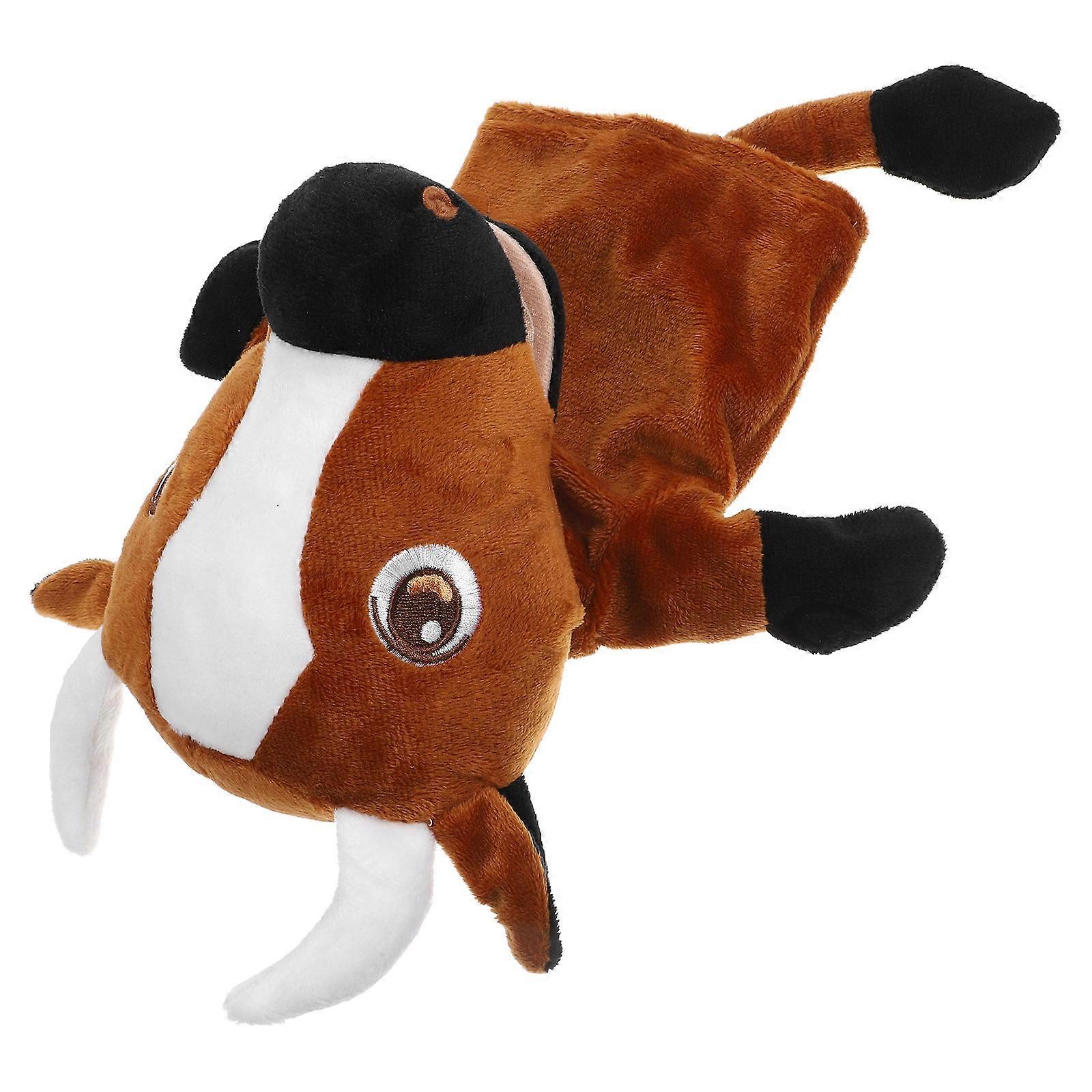 Stuffed Hand Puppet Cattle Toy for Storytelling Brown Interactive Puppet
