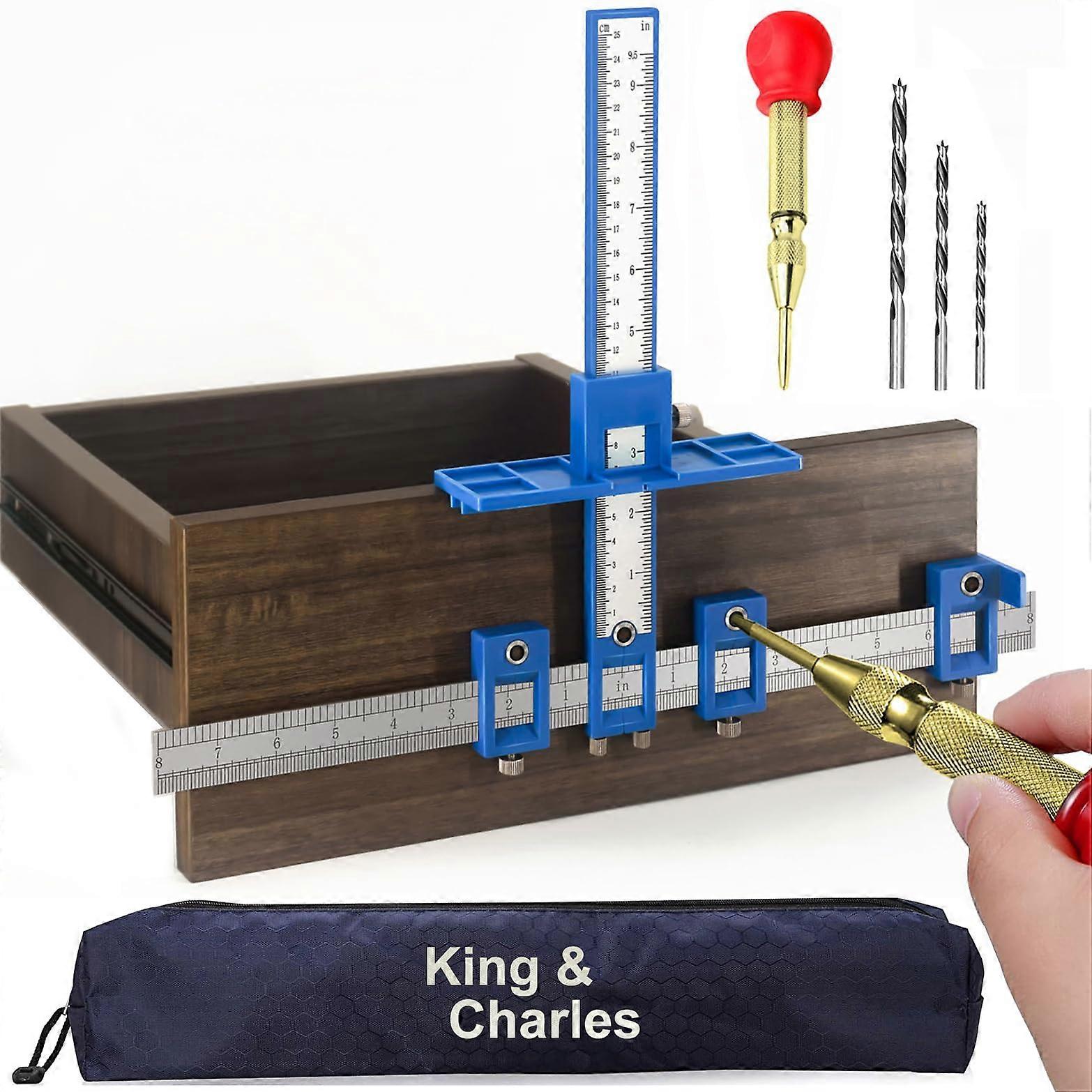 Cabinet Hardware Jig with Automatic Hole Punch and Drill Bits for Precise Handle and Knob Installation