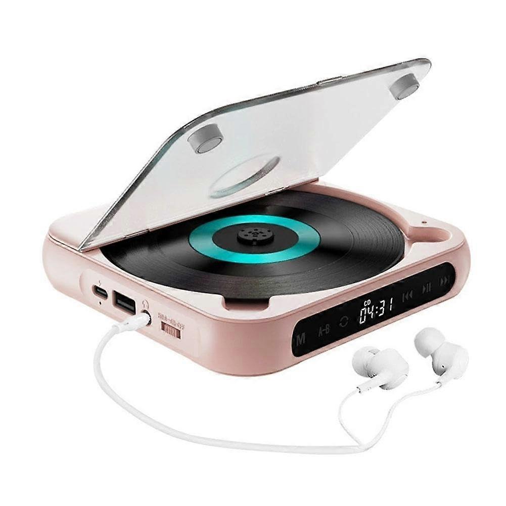 Portable Player Desktop Retro Rechargeable Vintage For Home Office Pink Bluetooth Speaker And Earbuds 1 PC